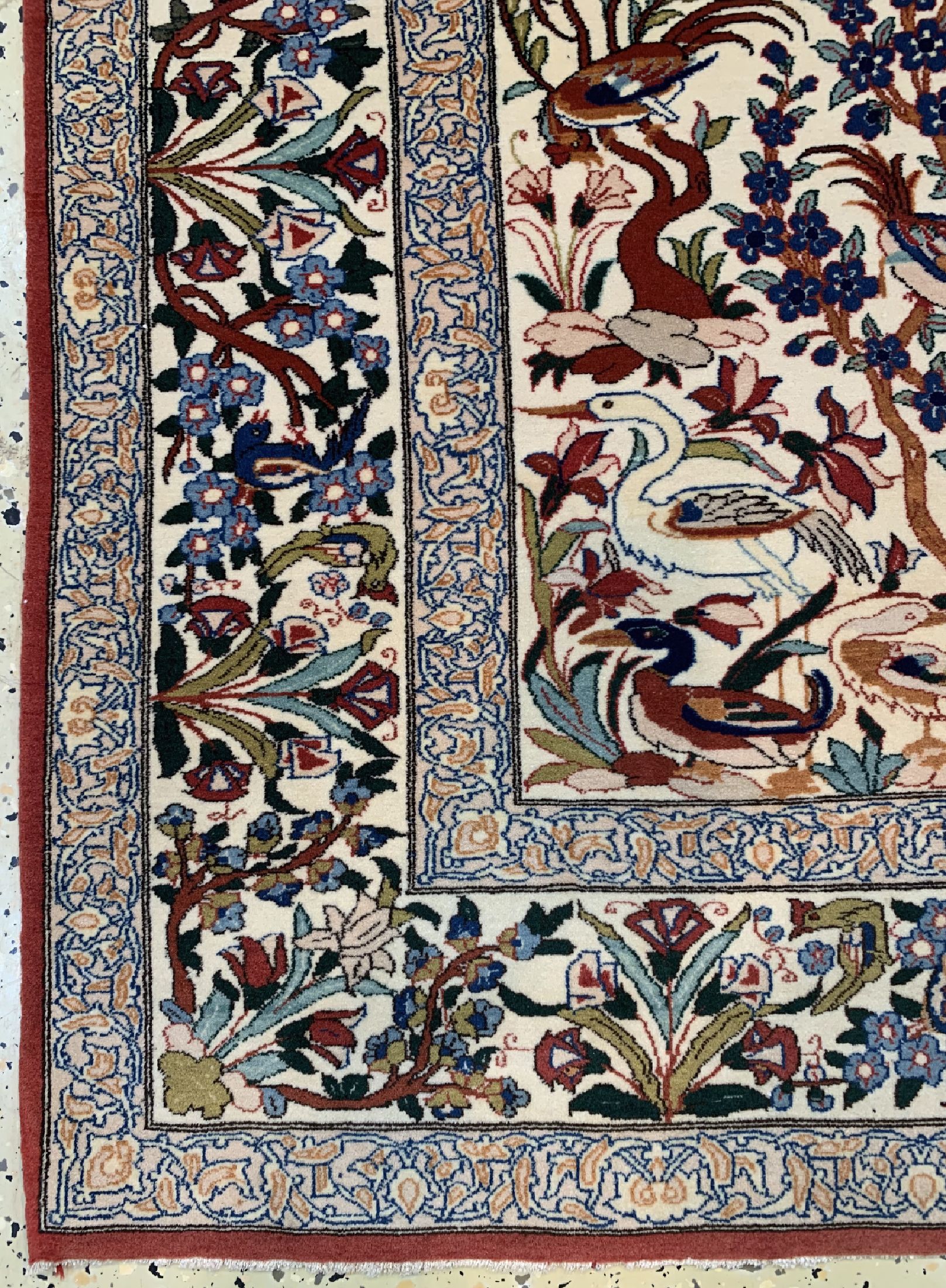Detail c: Esfahan fein, Persien, um 1950, Korkwolle auf Seide, ca. 165 x 125 cm, ca. 1,0 Mio. Kn/qm, fachkundig gereinigt, EHZ: 1-2