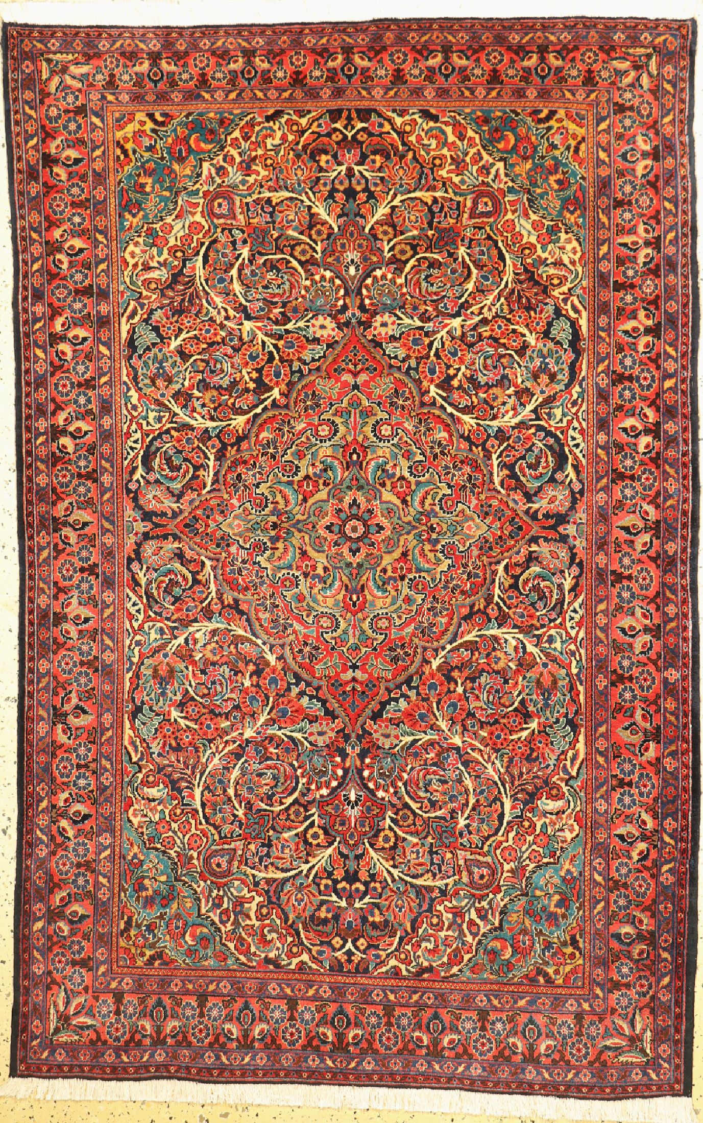 Sarogh Kork fein, Persien, um 1960, Korkwolle auf Baumwolle, ca. 200 x 130 cm, gereinigt, EHZ: 1-2, (Fransen erneuert)