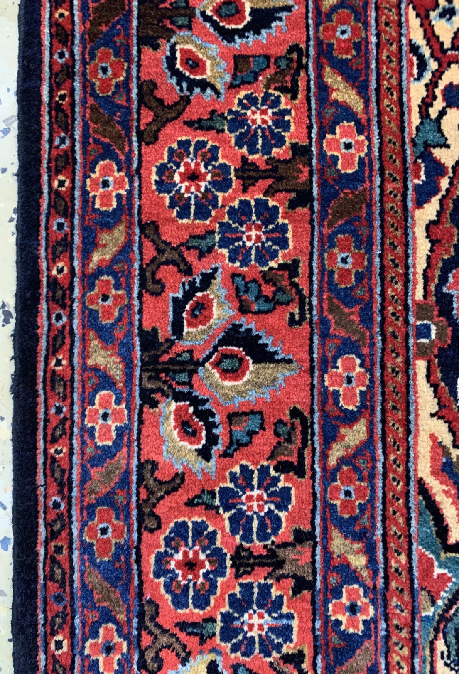 Detail d: Sarogh Kork fein, Persien, um 1960, Korkwolle auf Baumwolle, ca. 200 x 130 cm, gereinigt, EHZ: 1-2, (Fransen erneuert)