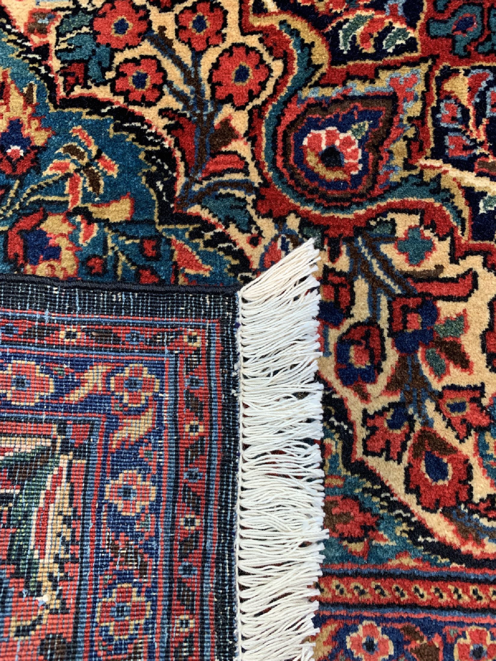 Detail e: Sarogh Kork fein, Persien, um 1960, Korkwolle auf Baumwolle, ca. 200 x 130 cm, gereinigt, EHZ: 1-2, (Fransen erneuert)