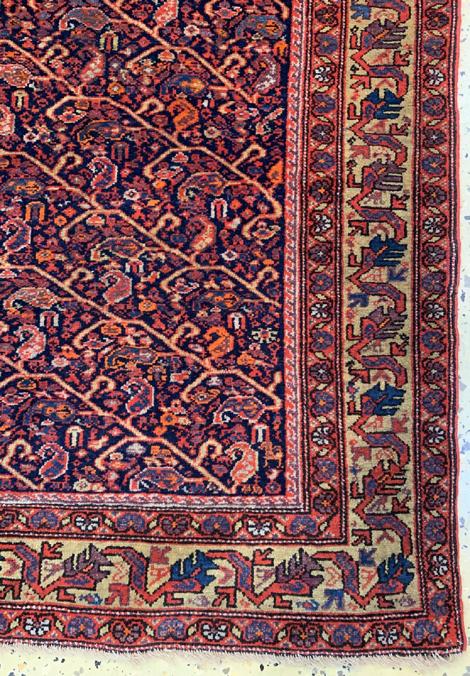 Detail a: Antiker Malayer fein, Persien, um 1900, Wolle auf Baumwolle, ca. 196 x 130 cm, EHZ: 2