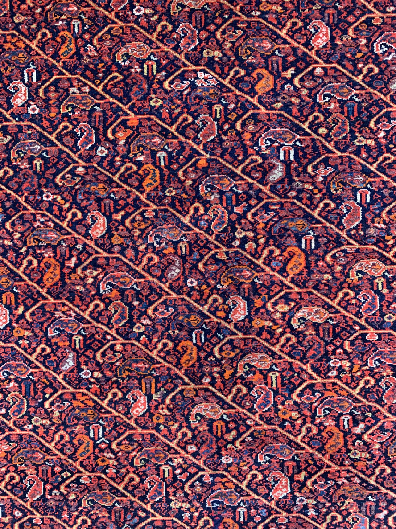 Detail b: Antiker Malayer fein, Persien, um 1900, Wolle auf Baumwolle, ca. 196 x 130 cm, EHZ: 2