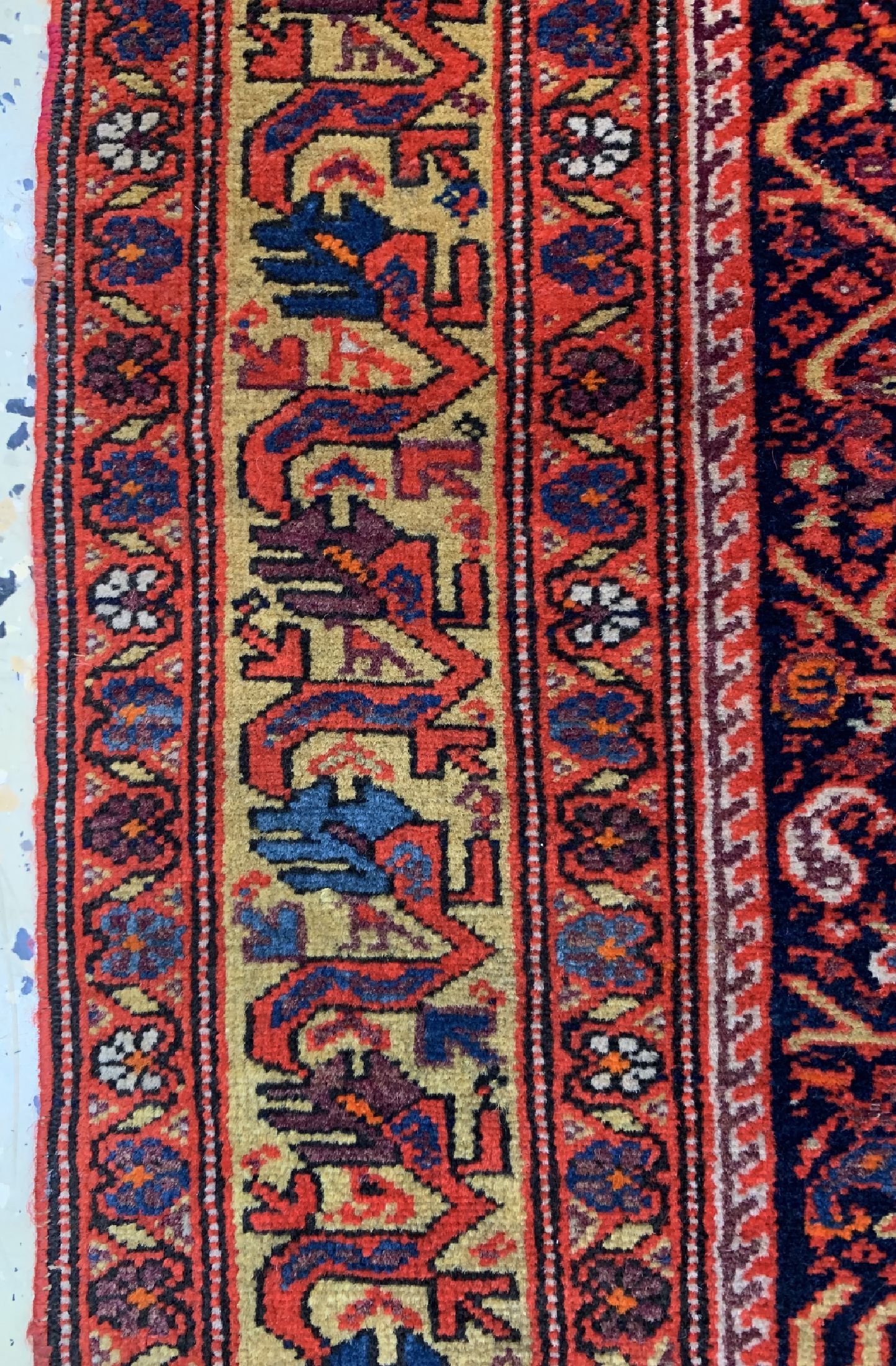 Detail c: Antiker Malayer fein, Persien, um 1900, Wolle auf Baumwolle, ca. 196 x 130 cm, EHZ: 2