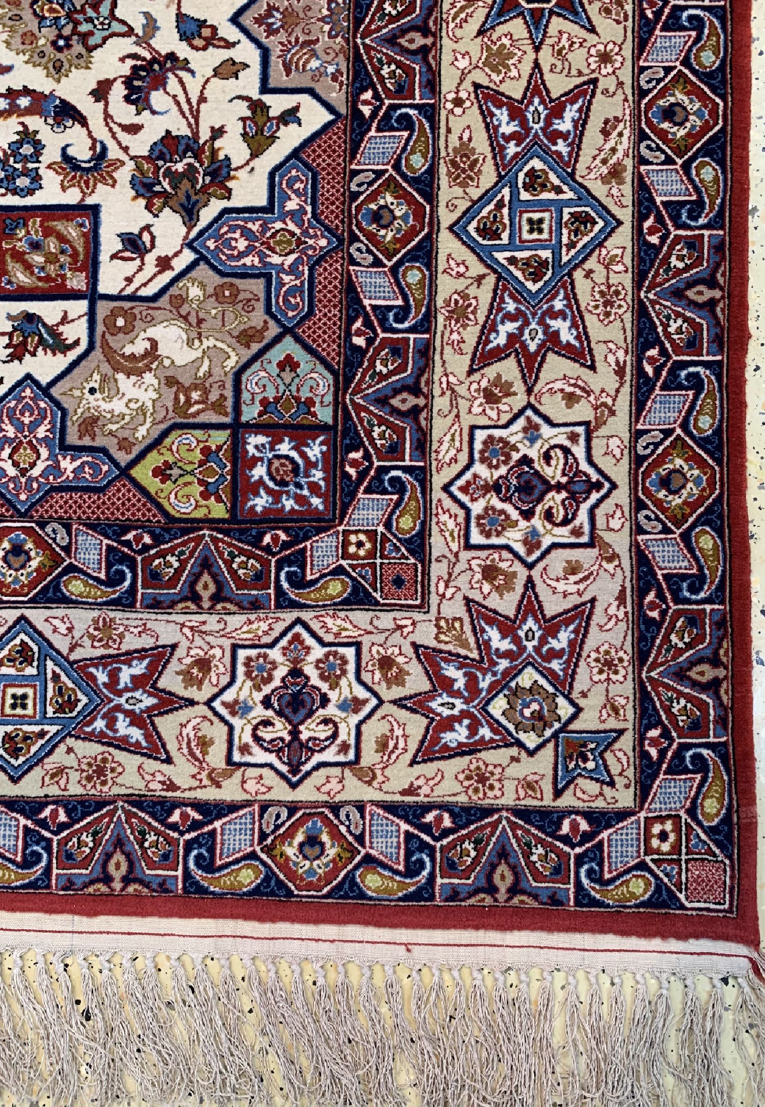 Detail a: Esfahan fein, Persien, um 1950, Korkwolle auf Seide, ca. 218 x 146 cm, ca. 1,0 Mio. Kn/qm, EHZ: 1-2