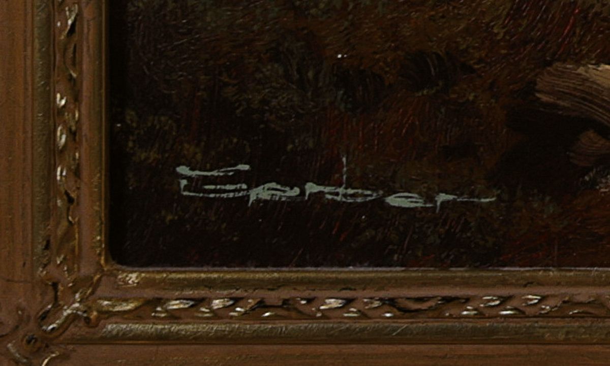 Detail a: Gerber, Pseudonym des Manfred Herzog, geb. 1949 Ludwigshafen, pastorale Landschaft im Abendlicht, Öl/Lwd, signiert, Rahmen 75x103 cm