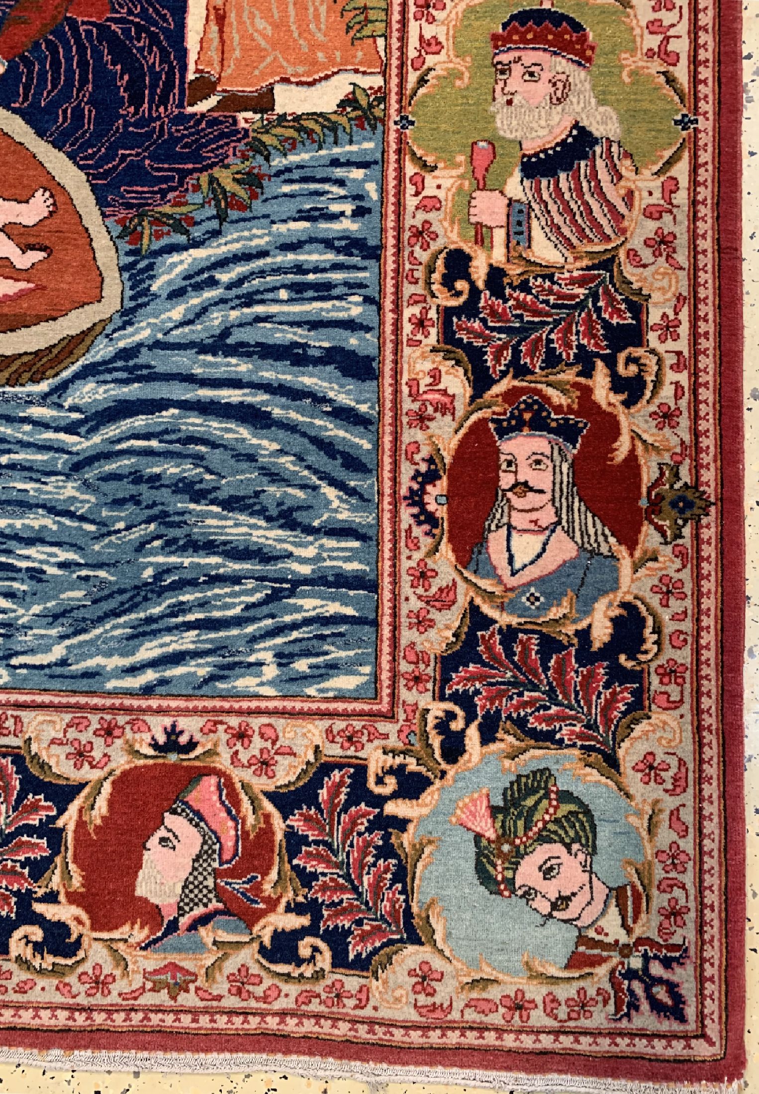 Detail a: Keschan Kork Persien, (Abbildung des Moses),um 1950, Korkwolle auf Baumwolle, ca. 214 x 135 cm, EHZ: 1-2