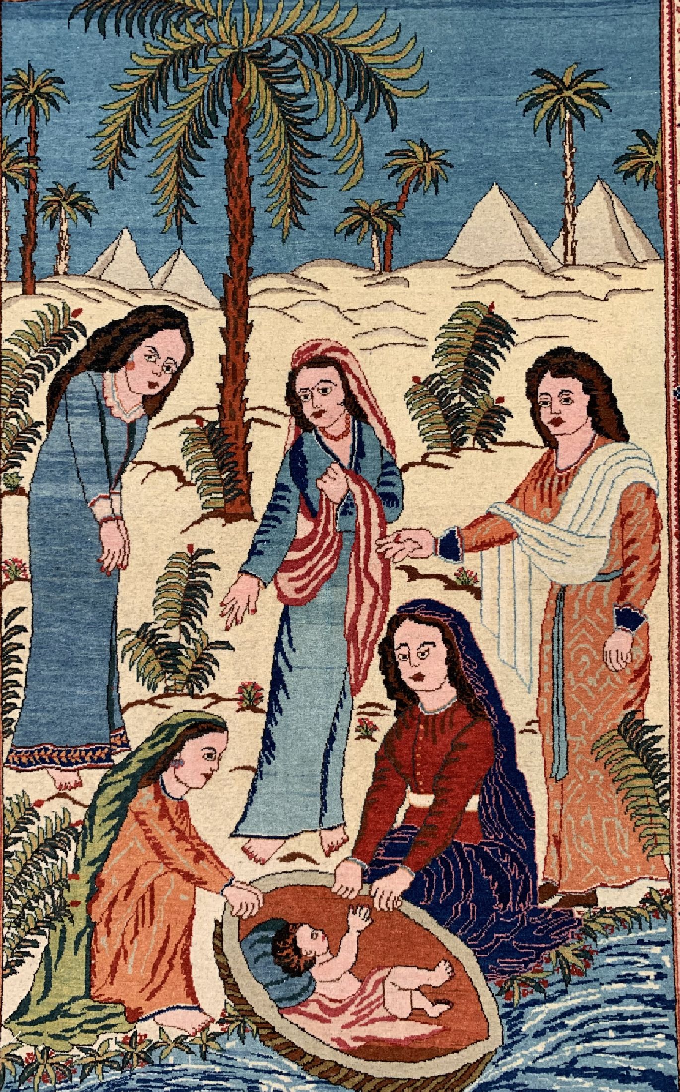 Detail b: Keschan Kork Persien, (Abbildung des Moses),um 1950, Korkwolle auf Baumwolle, ca. 214 x 135 cm, EHZ: 1-2