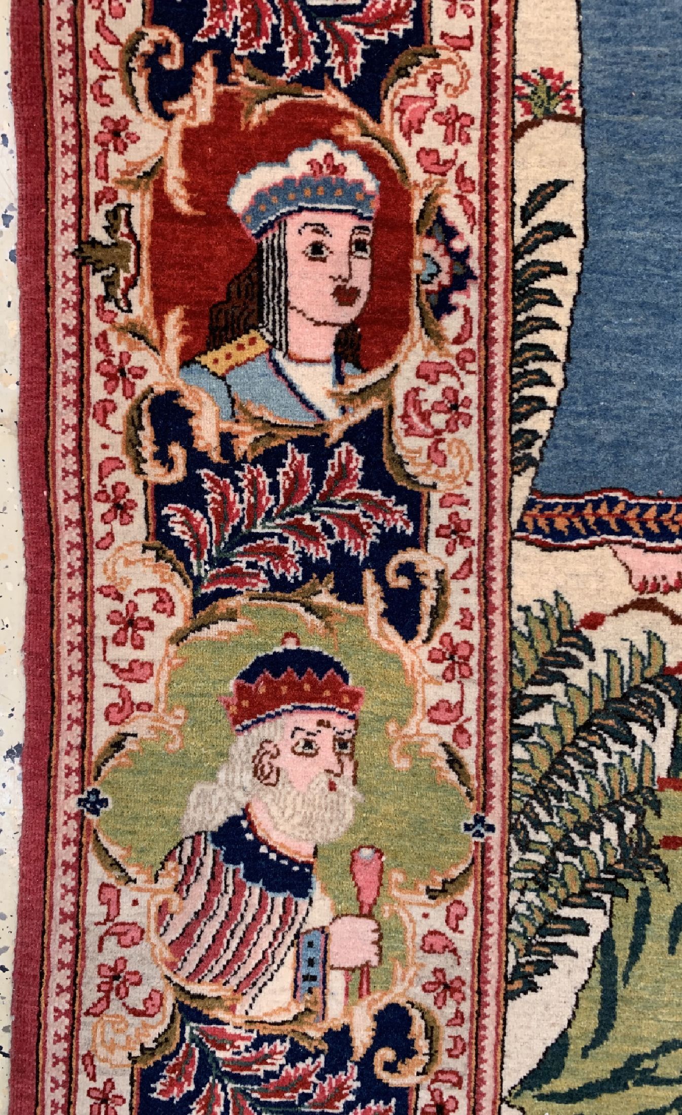 Detail c: Keschan Kork Persien, (Abbildung des Moses),um 1950, Korkwolle auf Baumwolle, ca. 214 x 135 cm, EHZ: 1-2