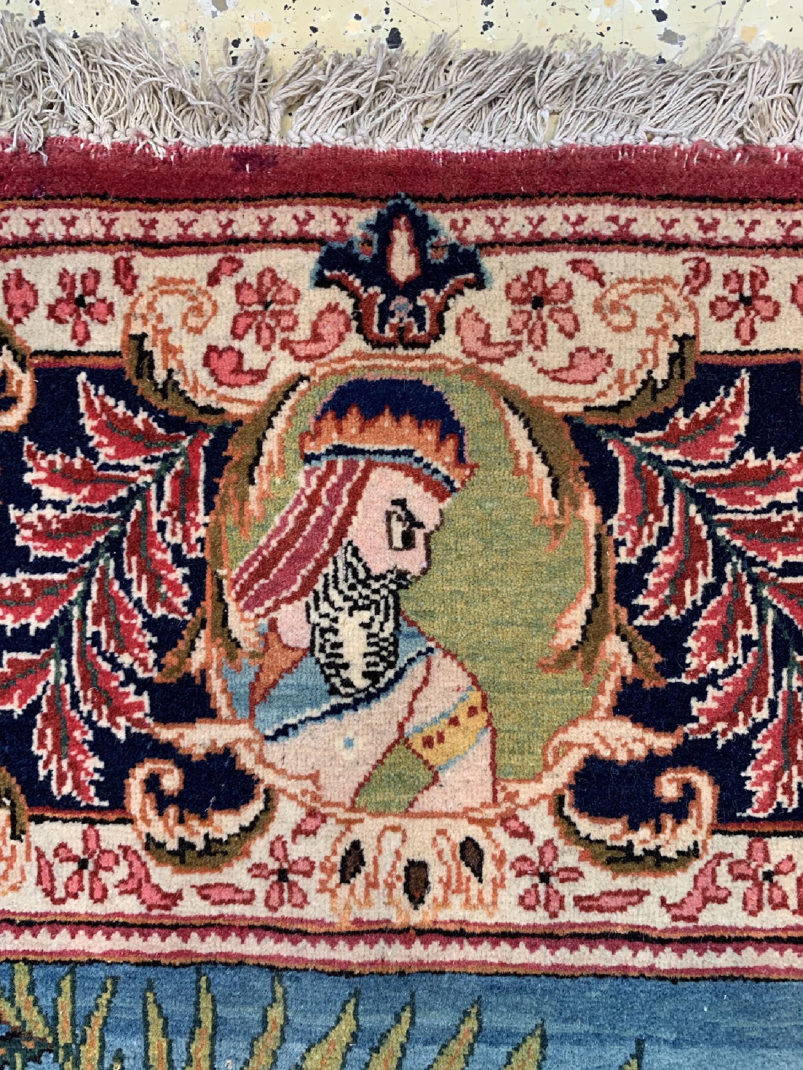 Detail d: Keschan Kork Persien, (Abbildung des Moses),um 1950, Korkwolle auf Baumwolle, ca. 214 x 135 cm, EHZ: 1-2