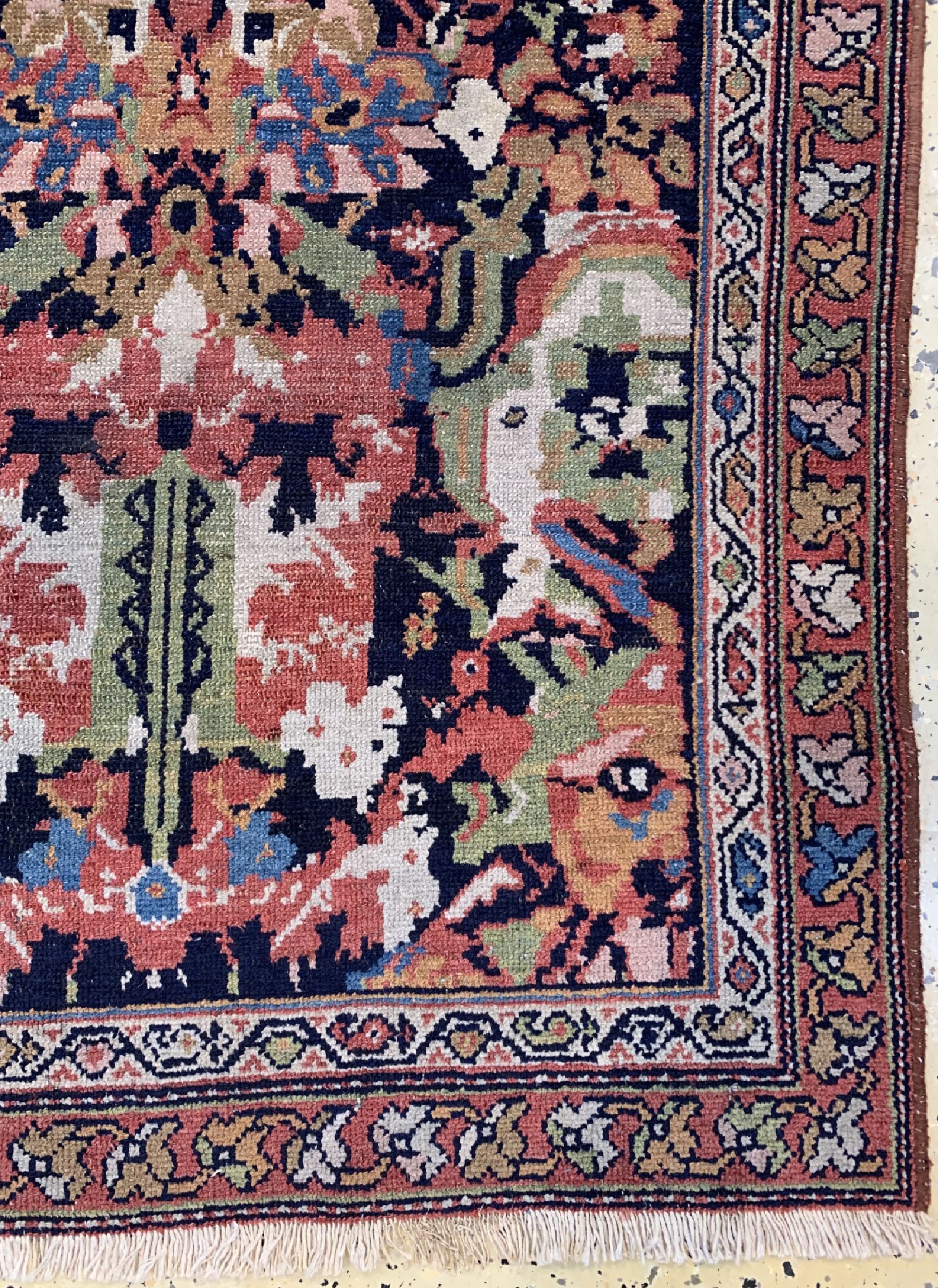 Detail a: Antiker Malayer, Persien, um 1900, Wolle auf Baumwolle, ca. 191 x 126 cm, EHZ: 2, (gleichmässig dünn)