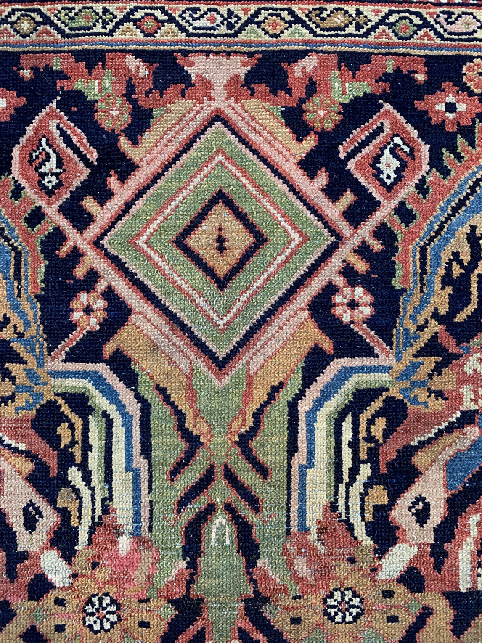 Detail d: Antiker Malayer, Persien, um 1900, Wolle auf Baumwolle, ca. 191 x 126 cm, EHZ: 2, (gleichmässig dünn)