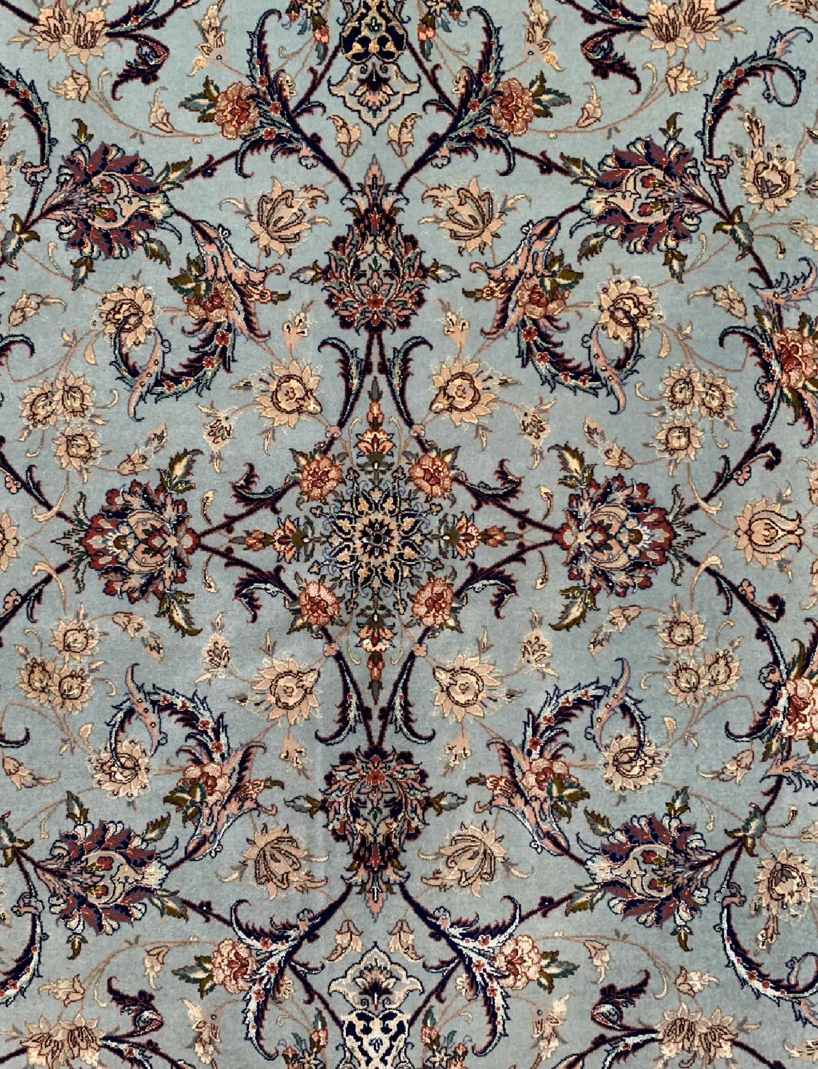 Detail b: Esfahan fein Persien, signiert(Kasiri), um 1960, Korkwolle mit und auf Seide, ca. 222 x 145 cm, ca. 1,0 Mio. Kn/qm, gereinigt, EHZ: 1-2