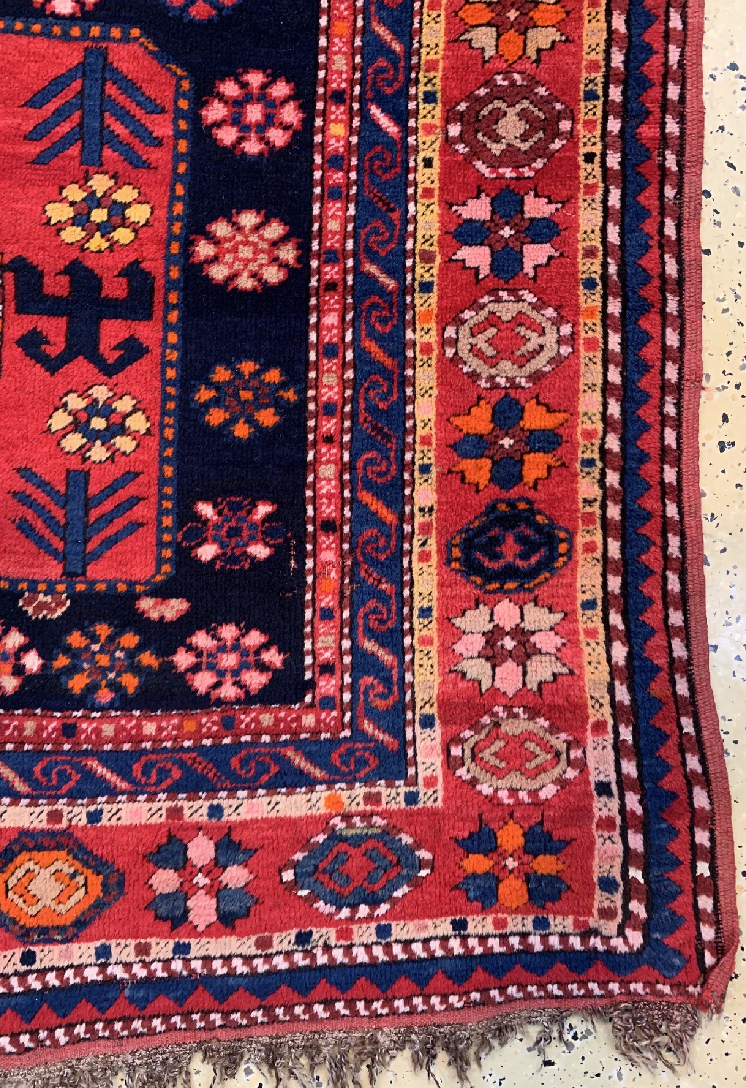 Detail a: Kazak alt, Kaukasus, um 1920/1930, Wolle auf Wolle, ca. 257 x 117 cm, EHZ: 3