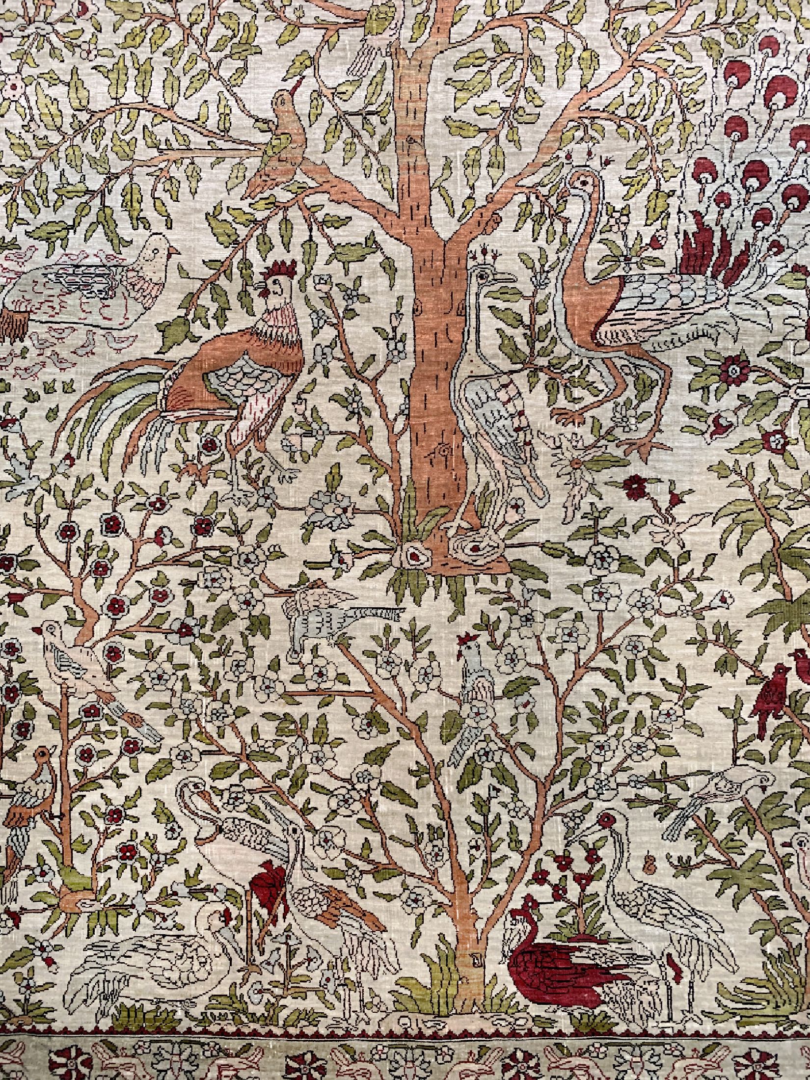 Detail a: Hereke Seide"Özipek", Türkei, signiert, um 1950, reine Naturseide, ca. 225 x 143 cm, ca. 1,0 Mio. Kn/qm, EHZ: 2