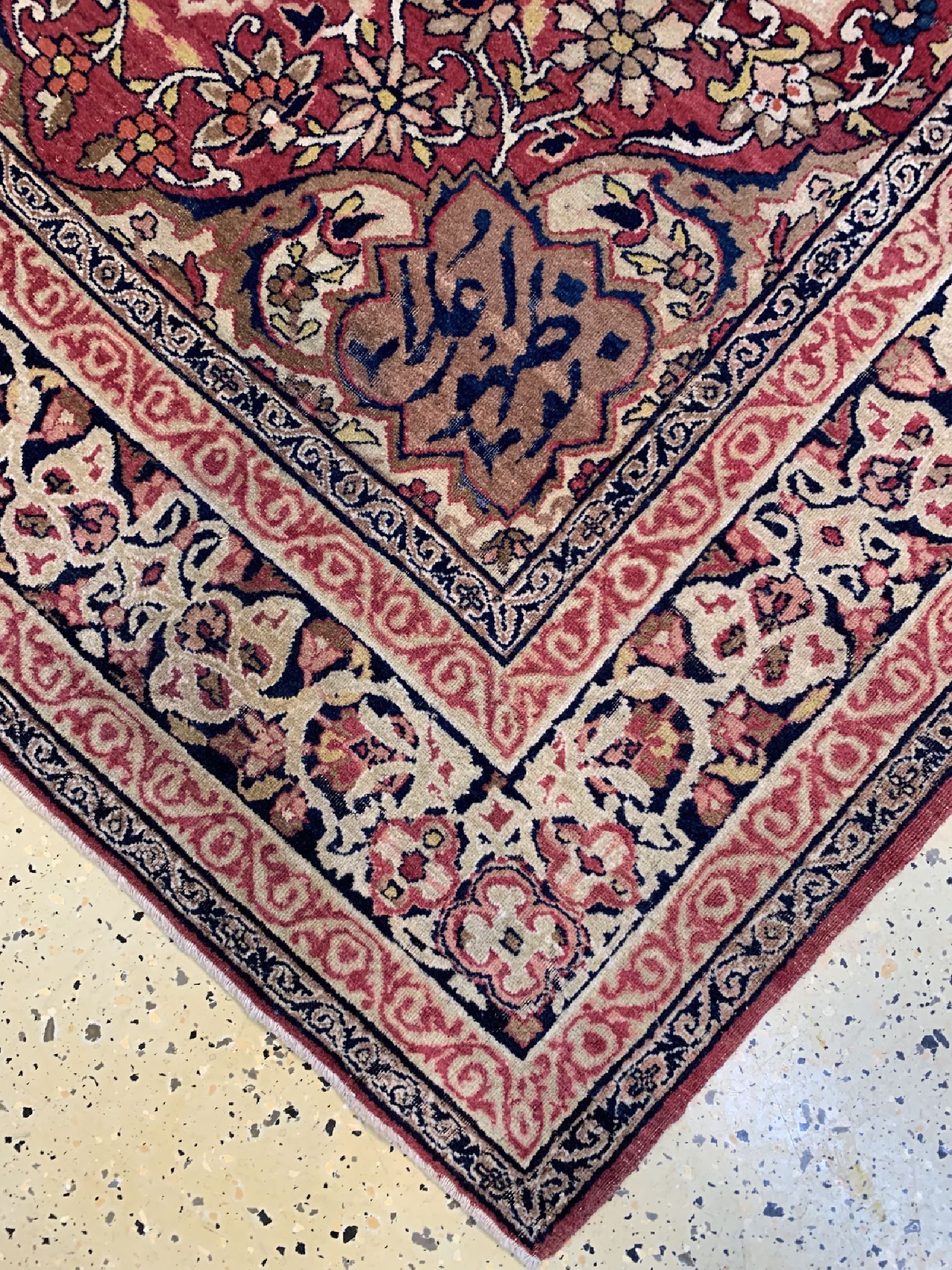Detail b: Kerman antik"Nozuhure Aala", Persien, signiert, 19.Jhd, Wolle auf Baumwolle, ca. 188x 135 cm, EHZ: 2-3