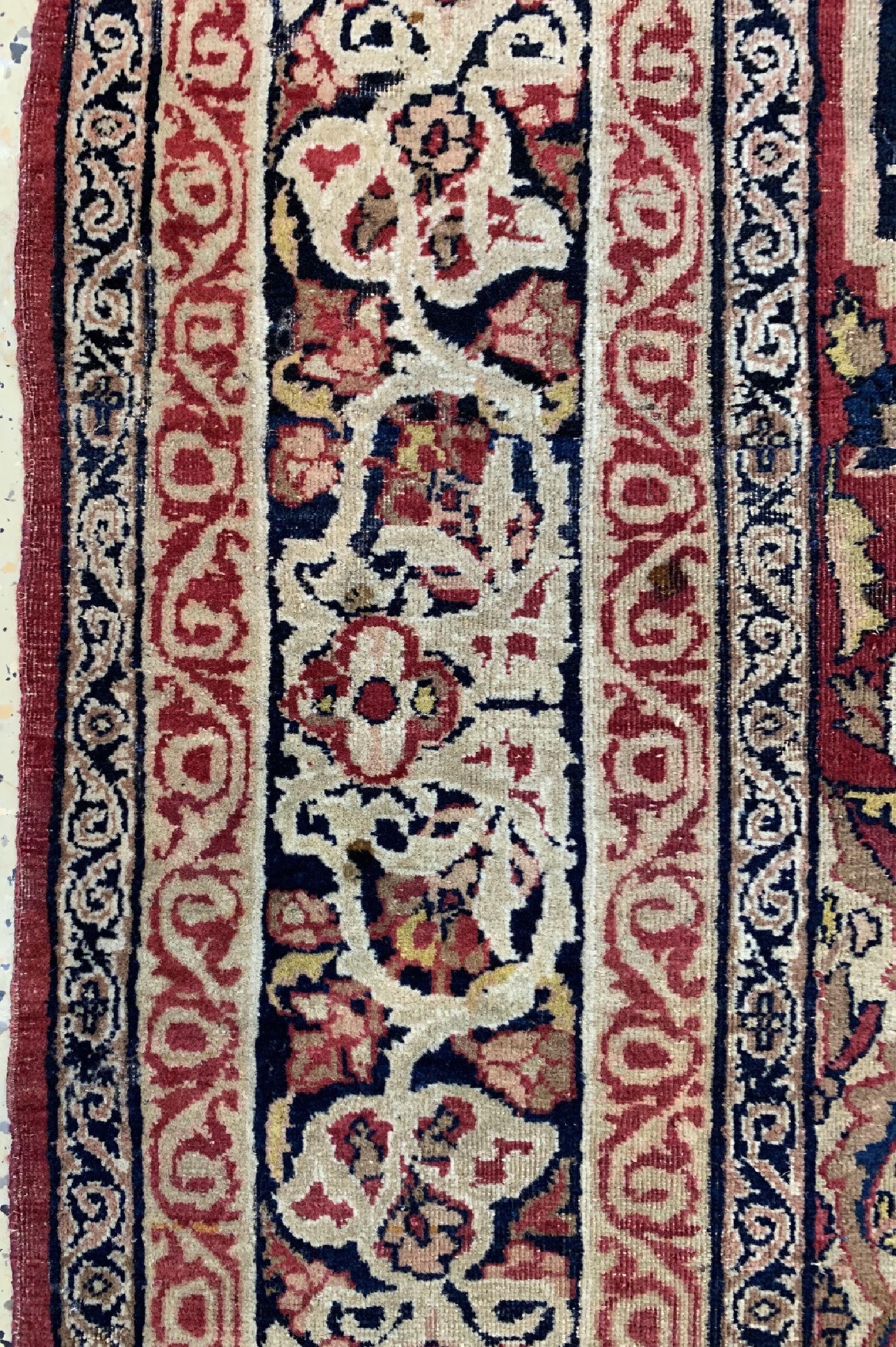 Detail f: Kerman antik"Nozuhure Aala", Persien, signiert, 19.Jhd, Wolle auf Baumwolle, ca. 188x 135 cm, EHZ: 2-3