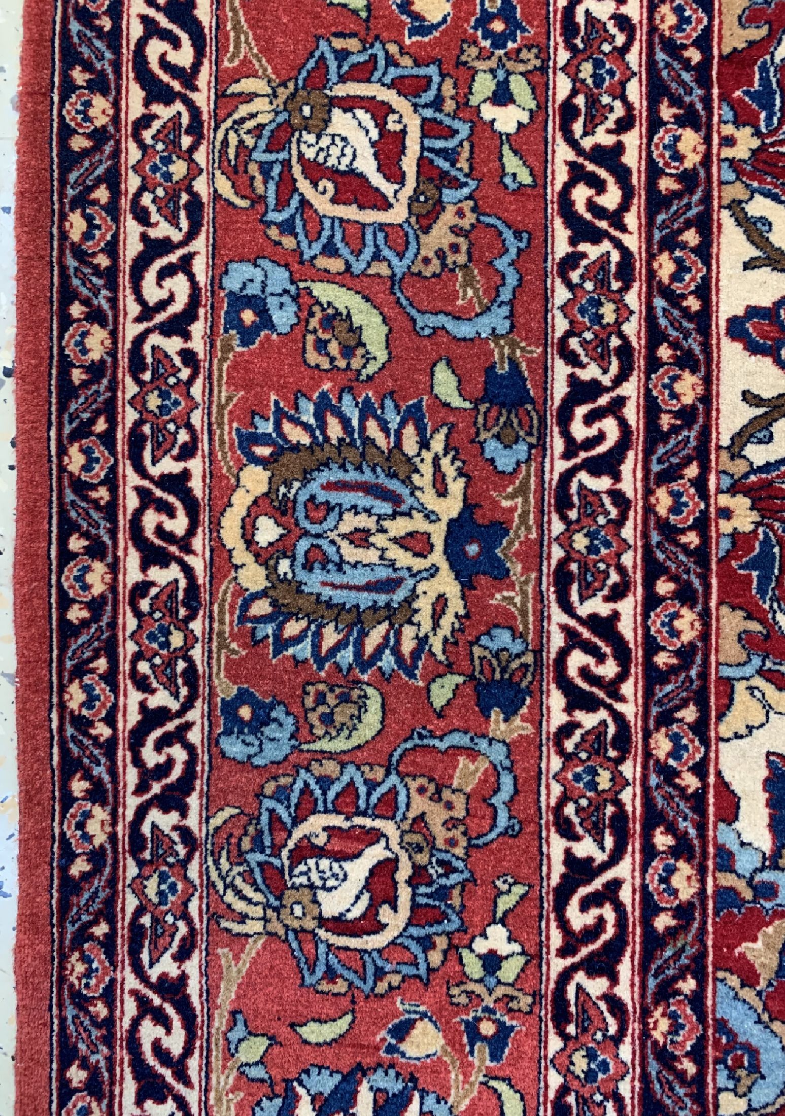 Detail d: Esfahan fein antik, Persien, um 1900, Korkwolle auf Seide, ca. 205 x 140 cm, ca. 1,0Mio. Kn/qm, gereinigt, EHZ: 2