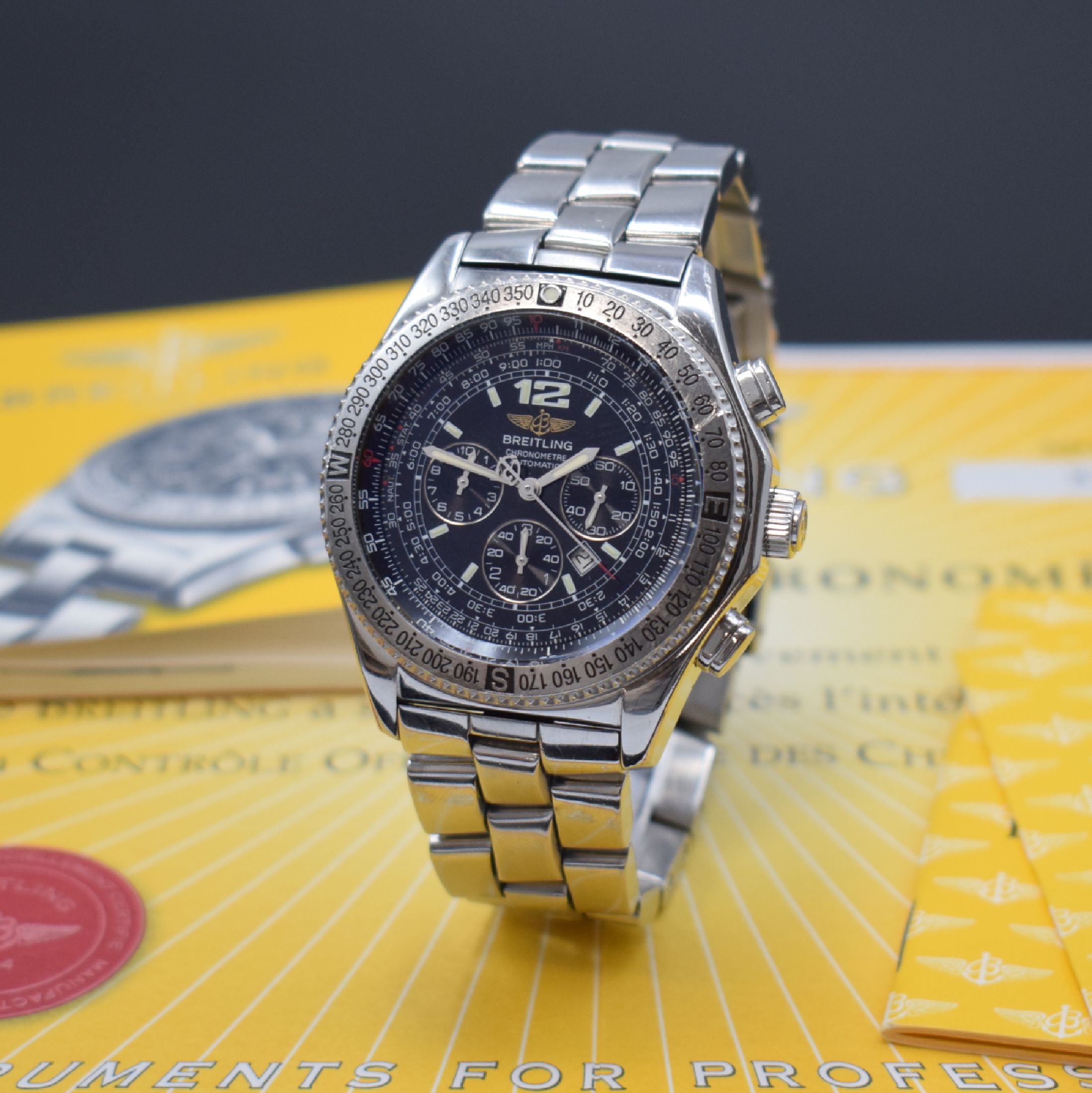 BREITLING Armbandchronograph Modell B-2 Referenz A42362, Automatik, Chronometer in Edelstahl inkl. Gliederband m. Faltschl., Boden geschr., Lünette ...