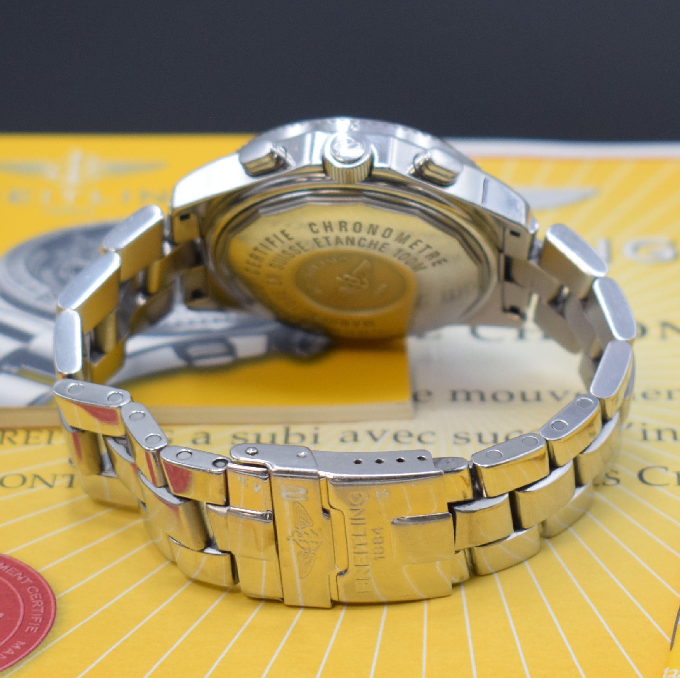 Detail b: BREITLING Armbandchronograph Modell B-2 Referenz A42362, Automatik, Chronometer in Edelstahl inkl. Gliederband m. Faltschl., Boden geschr., Lünette ...