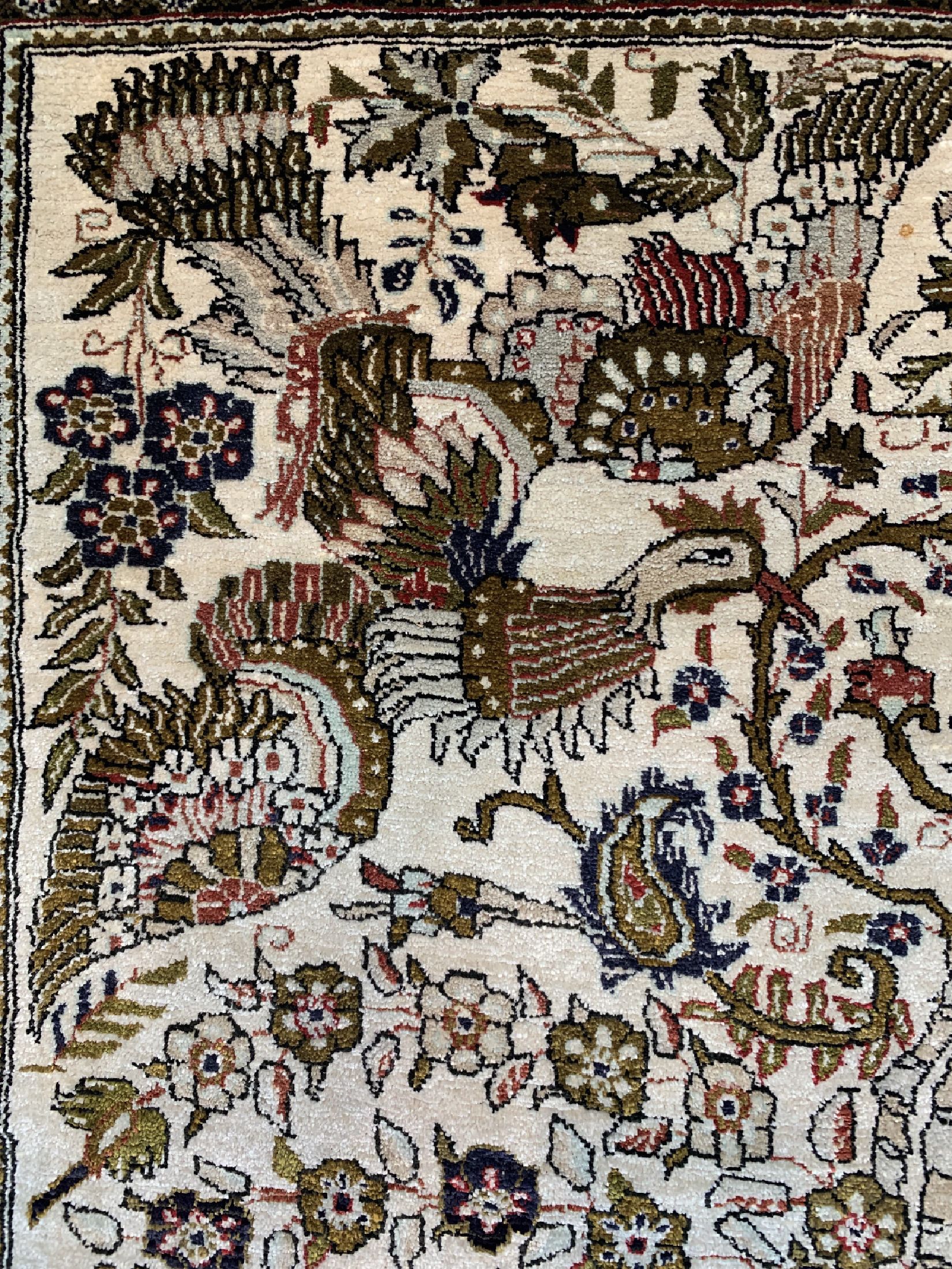Detail c: Ghom Seide alt, Persien, um 1950, reine Naturseide, ca. 167 x 112 cm, gereinigt, EHZ: 1-2