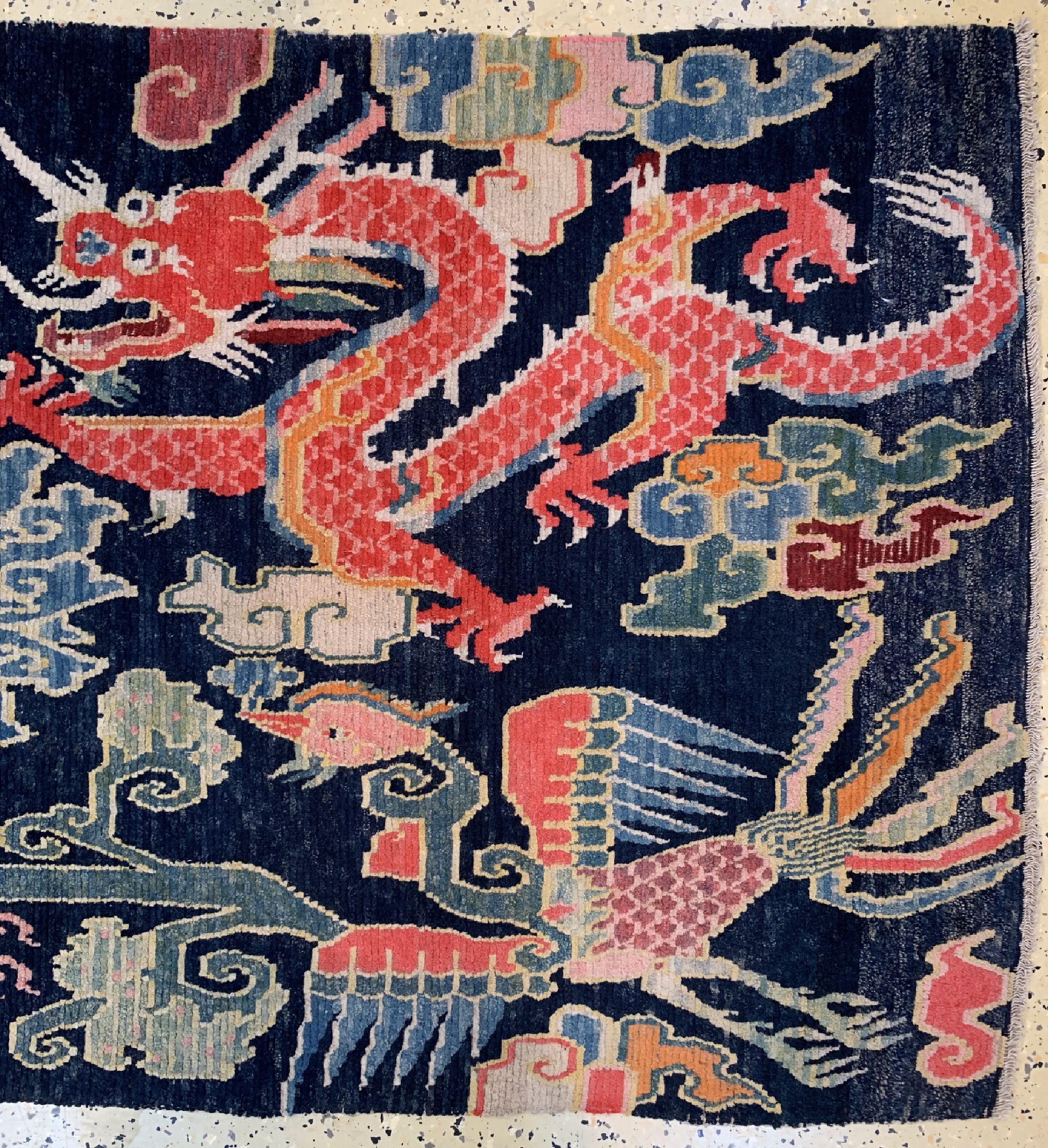 Detail a: Tibet"Drachenteppich", um 1900, Wolle auf Baumwolle, ca. 175 x 90 cm, EHZ: 2