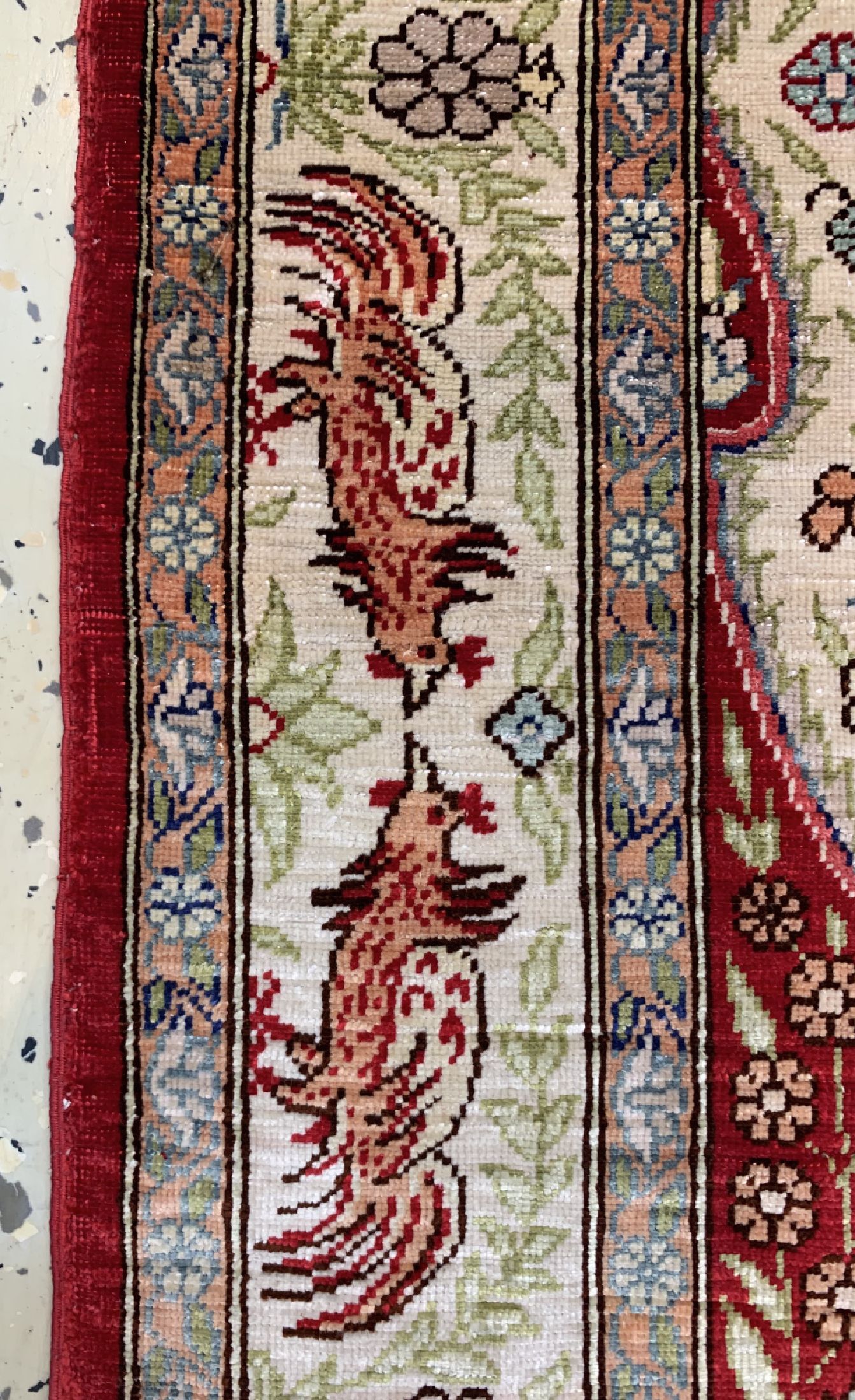 Detail c: Hereke Seide, signiert, Türkei, ca. 50 Jahre, reine Naturseide, ca. 73 x 50 cm, gereinigt, EHZ: 1