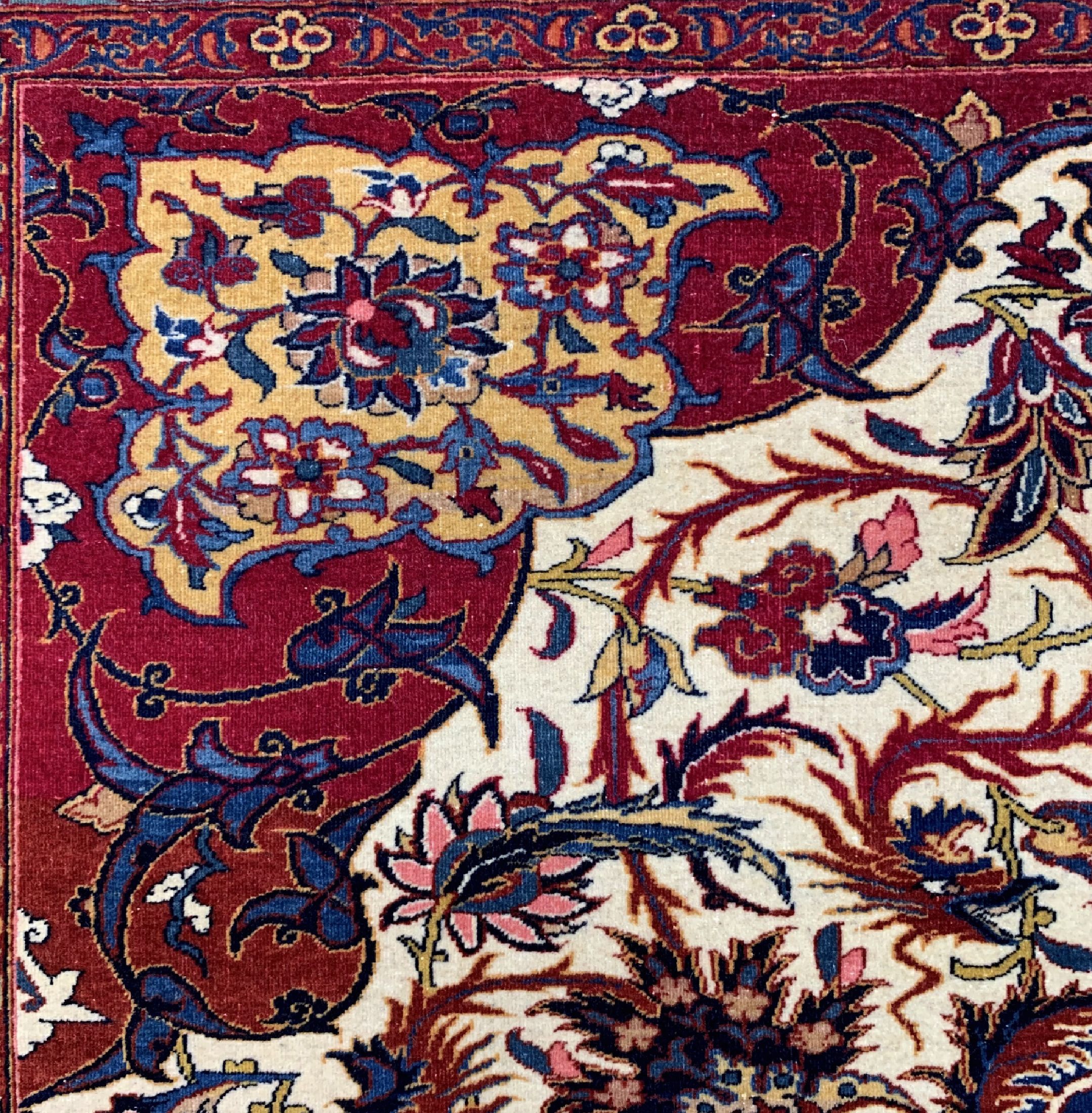 Detail c: Antiker Esfahan fein, Persien, um 1900, Korkwolle auf Baumwolle, ca. 212 x 142 cm, gereinigt, EHZ: 2