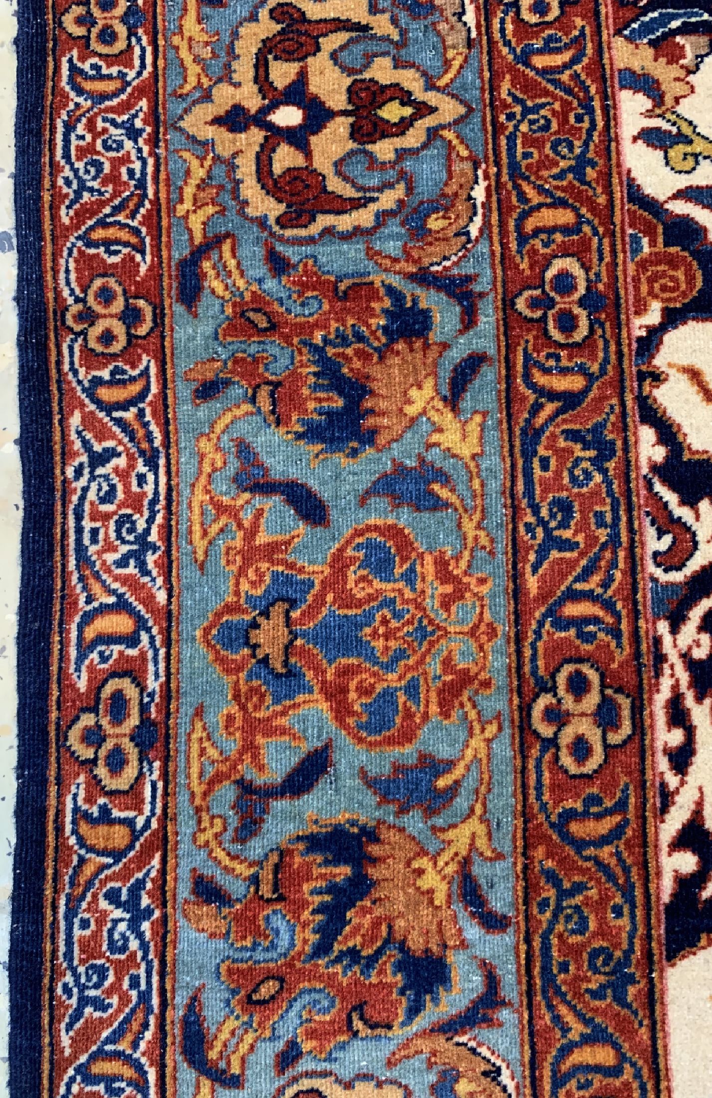 Detail d: Antiker Esfahan fein, Persien, um 1900, Korkwolle auf Baumwolle, ca. 212 x 142 cm, gereinigt, EHZ: 2