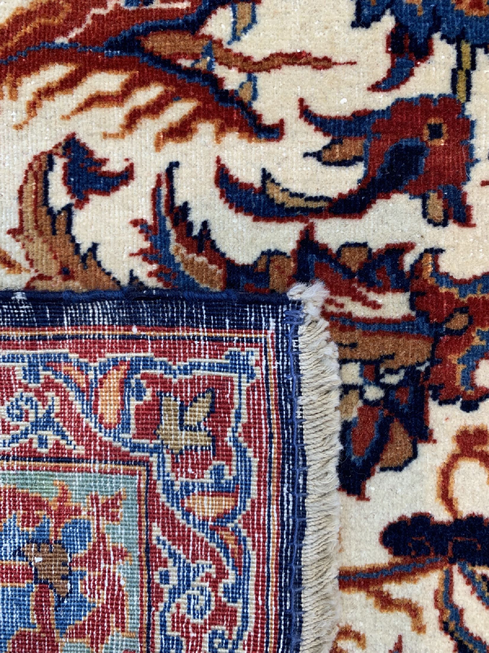 Detail e: Antiker Esfahan fein, Persien, um 1900, Korkwolle auf Baumwolle, ca. 212 x 142 cm, gereinigt, EHZ: 2