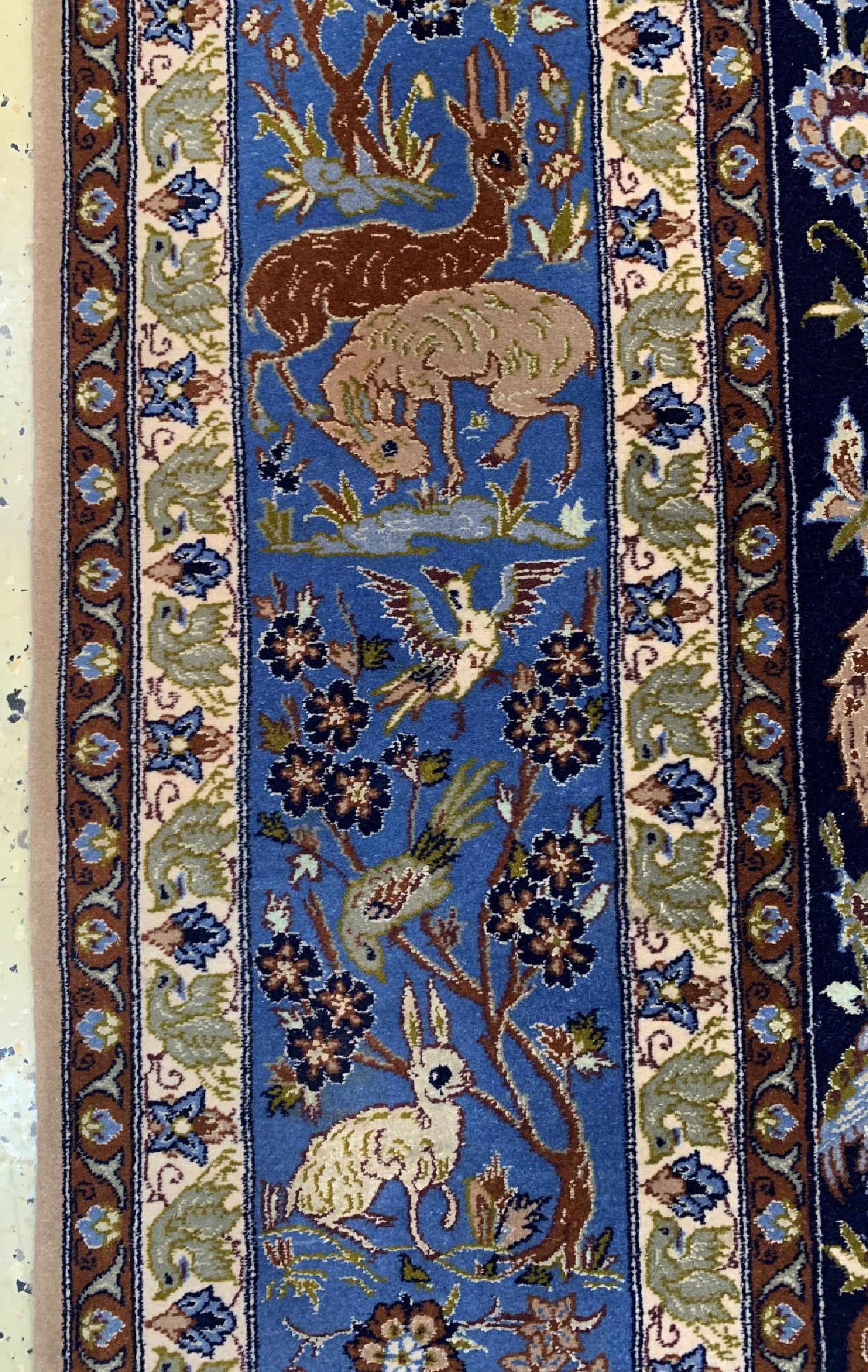 Detail d: Esfahan fein, Persien, ca. 50 Jahre, Korkwolle mit und auf Seide, ca. 233 x 142 cm,EHZ: 1-2