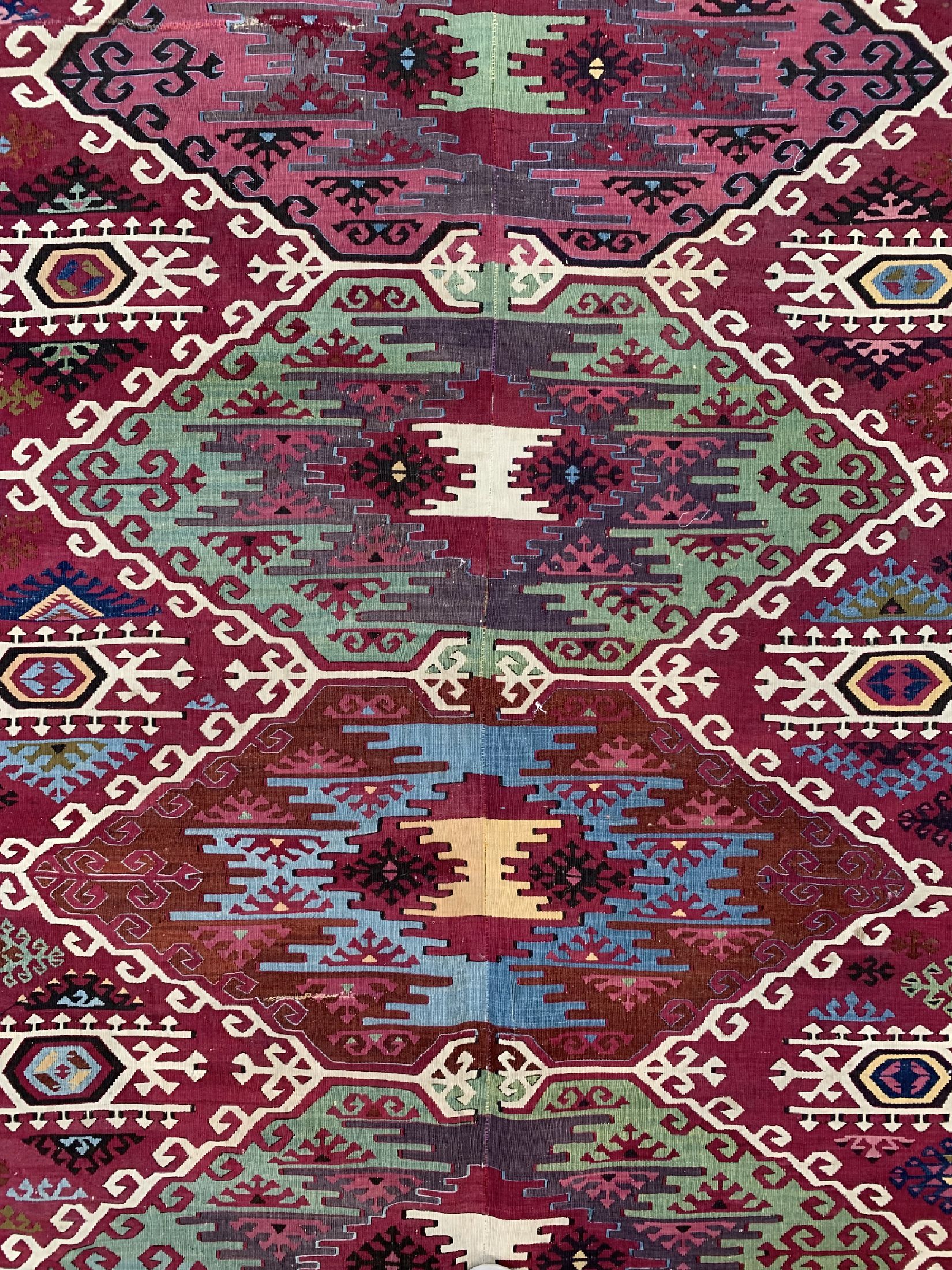 Detail b: Reyhanli Kelim antik(2 Bahnig), Türkei, ca.im 1900 Jahre, Wolle auf Wolle, ca. 360 x 182 cm, EHZ: 2