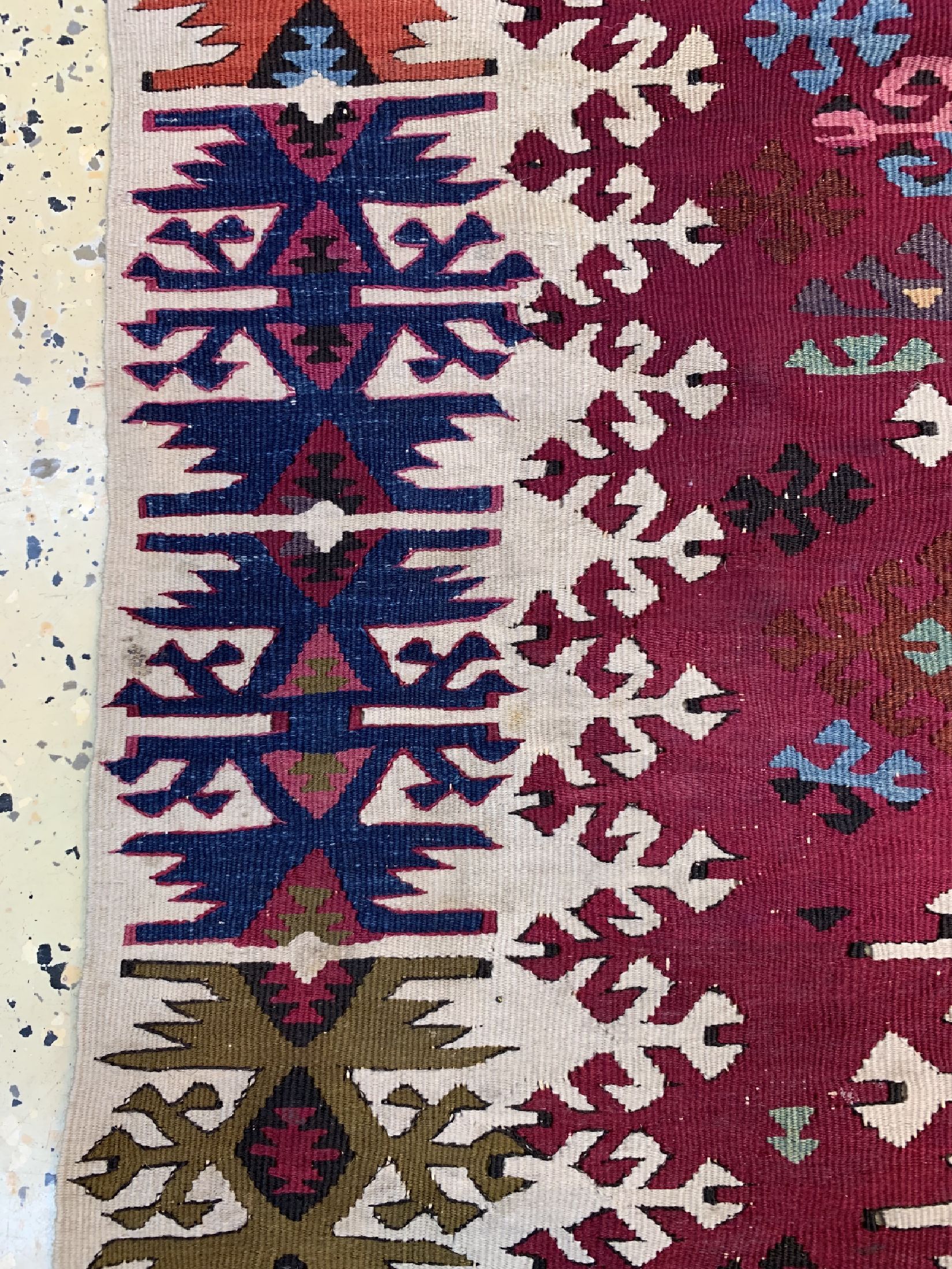 Detail c: Reyhanli Kelim antik(2 Bahnig), Türkei, ca.im 1900 Jahre, Wolle auf Wolle, ca. 360 x 182 cm, EHZ: 2