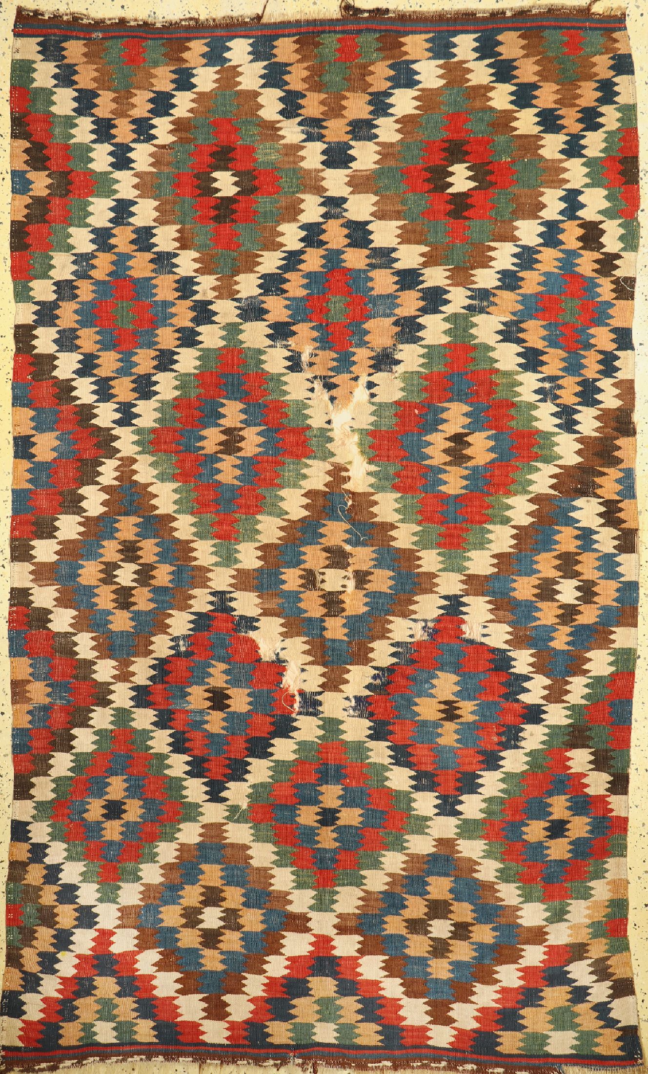 Antiker Weramin Kelim, Persien, 19.Jhd, Wolle auf Wolle, ca. 255 x 155 cm, EHZ: 4
