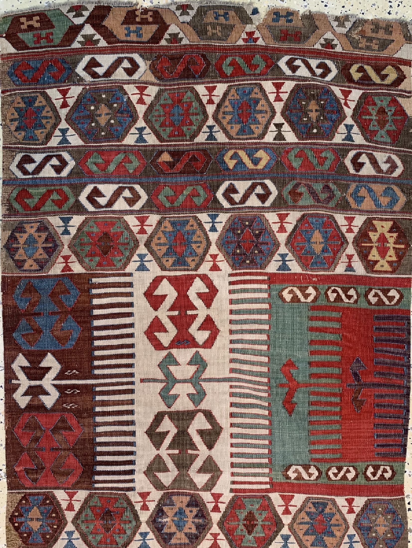 Detail b: Antiker Konya Kelim, Türkei, 19.Jhd, Wolle auf Wolle, ca. 430 x 82 cm, EHZ: 2-3