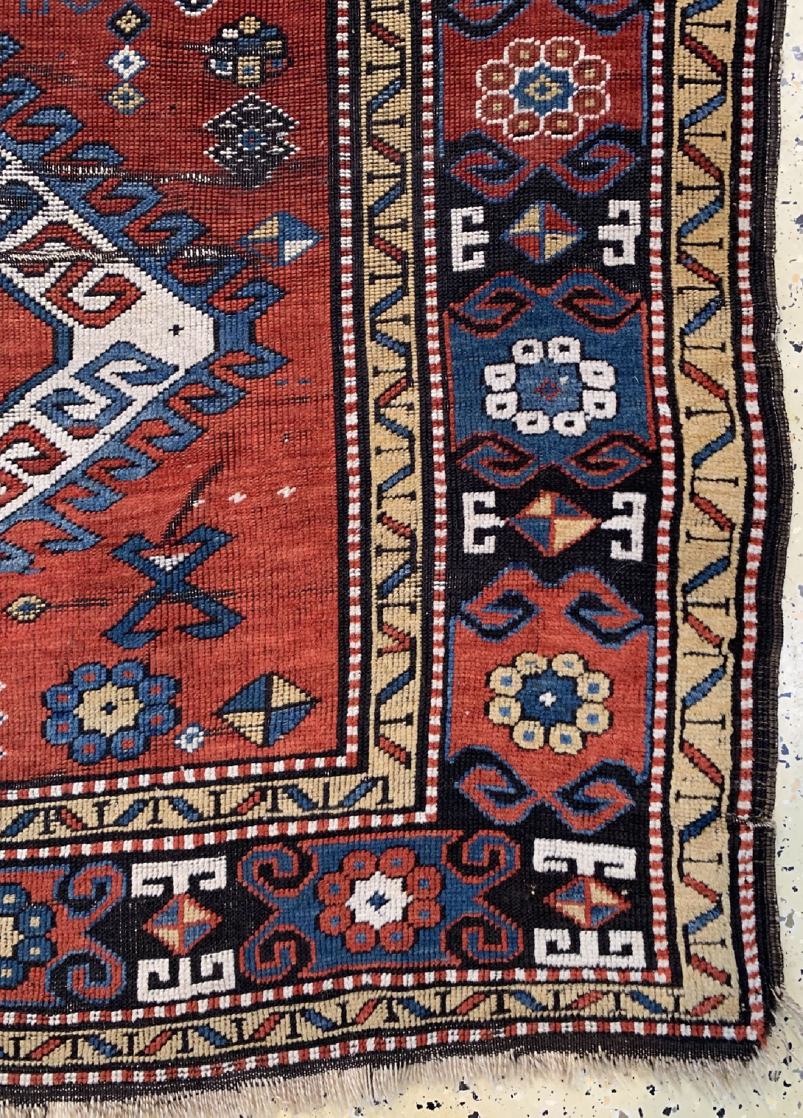 Detail a: Antiker Sewan Kazak, Kaukasus, 19.Jhd Wolle auf Wolle, ca. 255 x 160 cm, EHZ: 4
