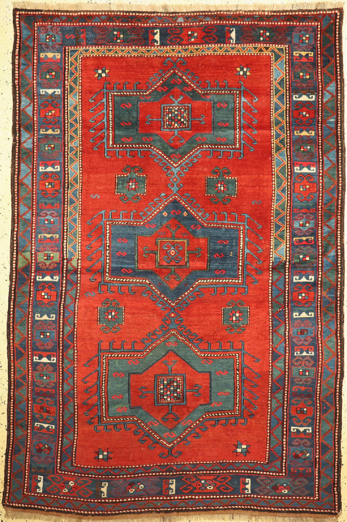 Antiker Kazak, Kaukasus, um 1900, Wolle aufWolle, ca. 240 x 160 cm, EHZ: 2