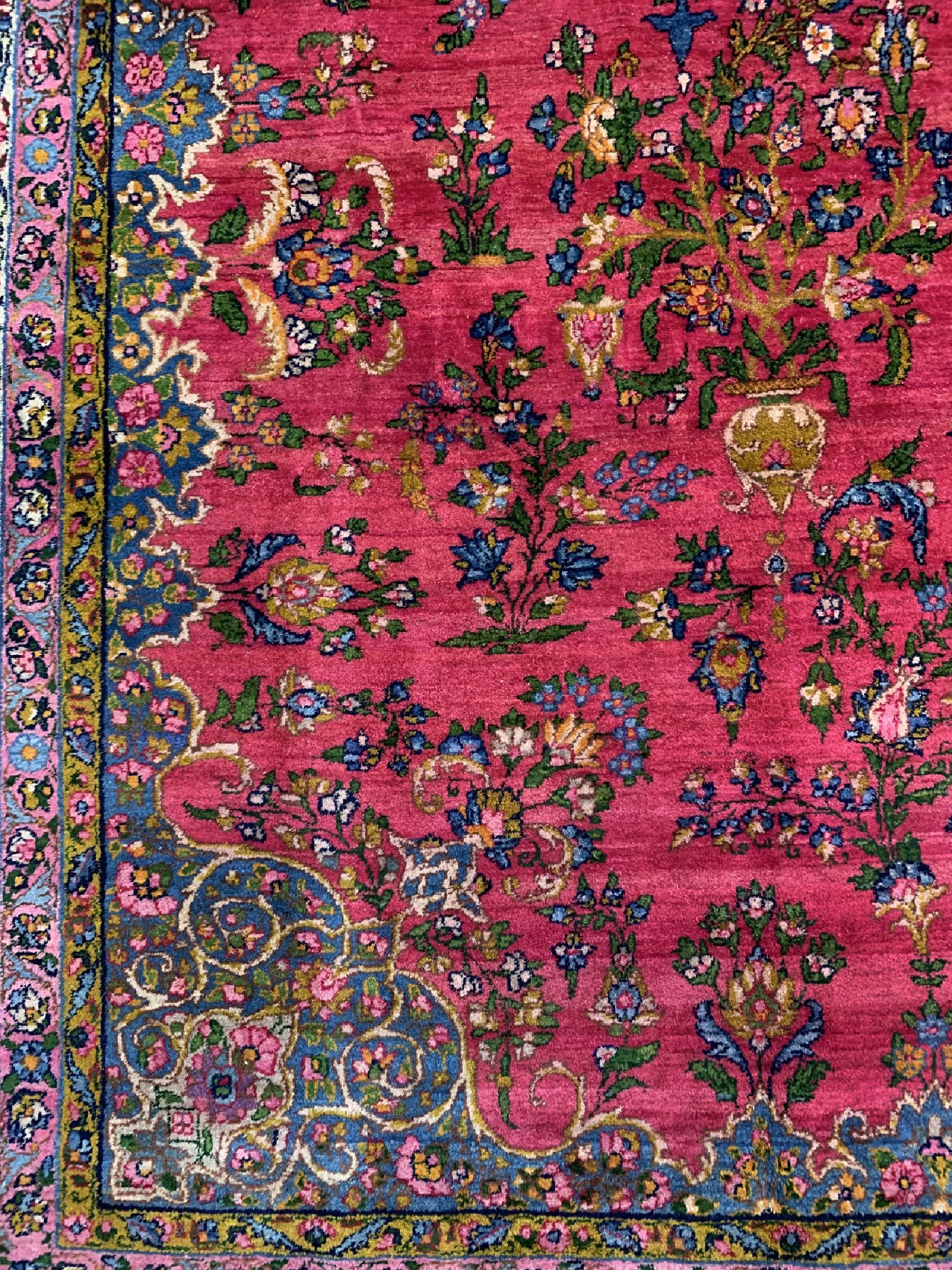 Detail a: Antiker Kerman Lawar, Persien, um 1910, Korkwolle auf Baumwolle, ca. 375 x 297 cm, gereinigt, EHZ: 2