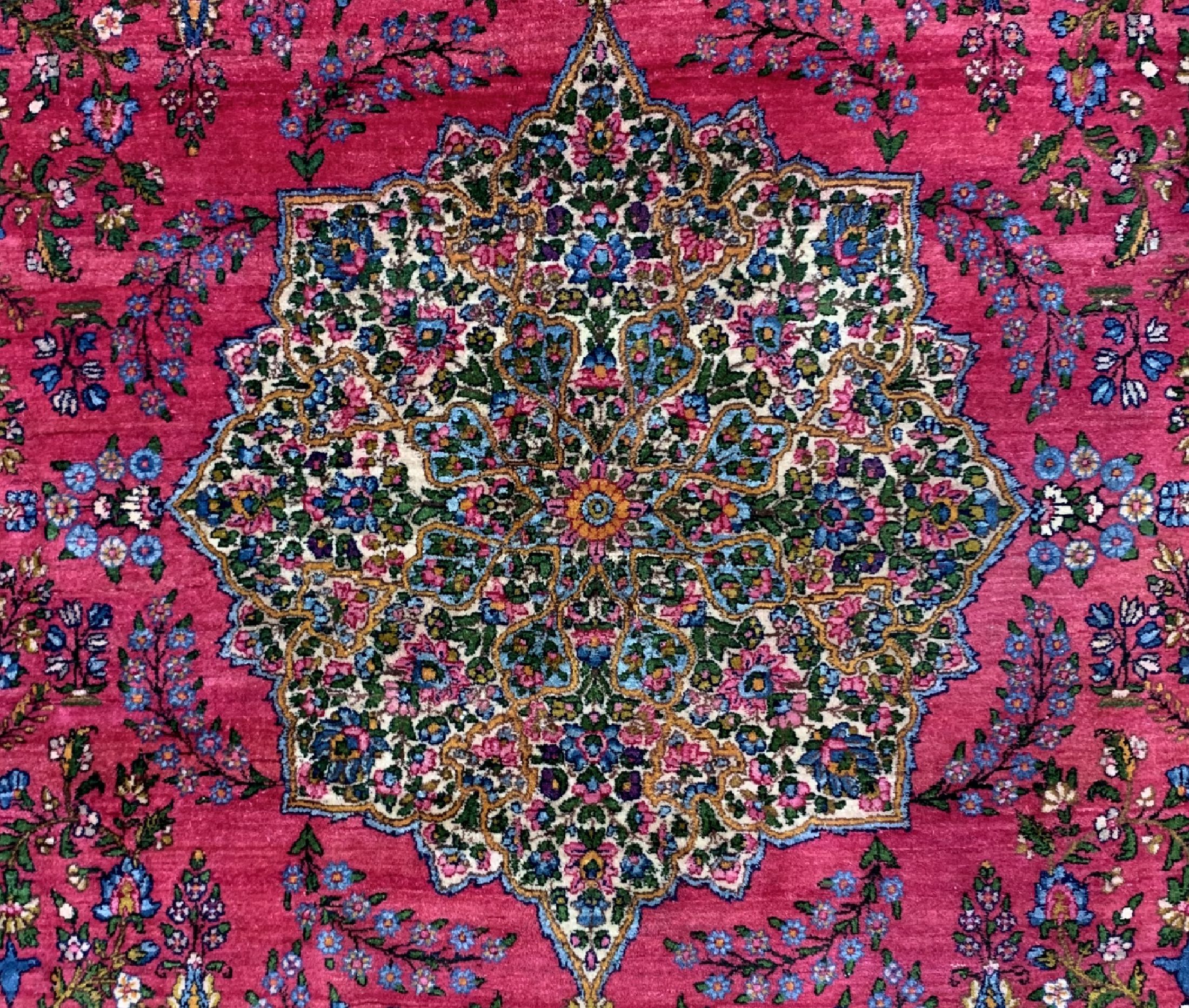 Detail b: Antiker Kerman Lawar, Persien, um 1910, Korkwolle auf Baumwolle, ca. 375 x 297 cm, gereinigt, EHZ: 2