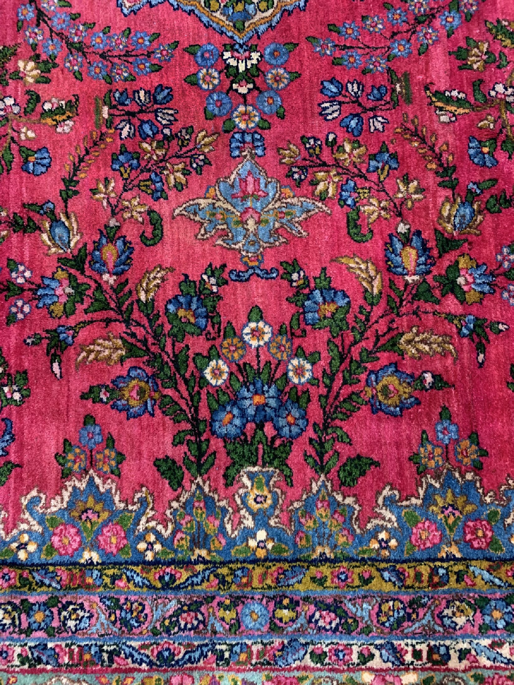 Detail c: Antiker Kerman Lawar, Persien, um 1910, Korkwolle auf Baumwolle, ca. 375 x 297 cm, gereinigt, EHZ: 2