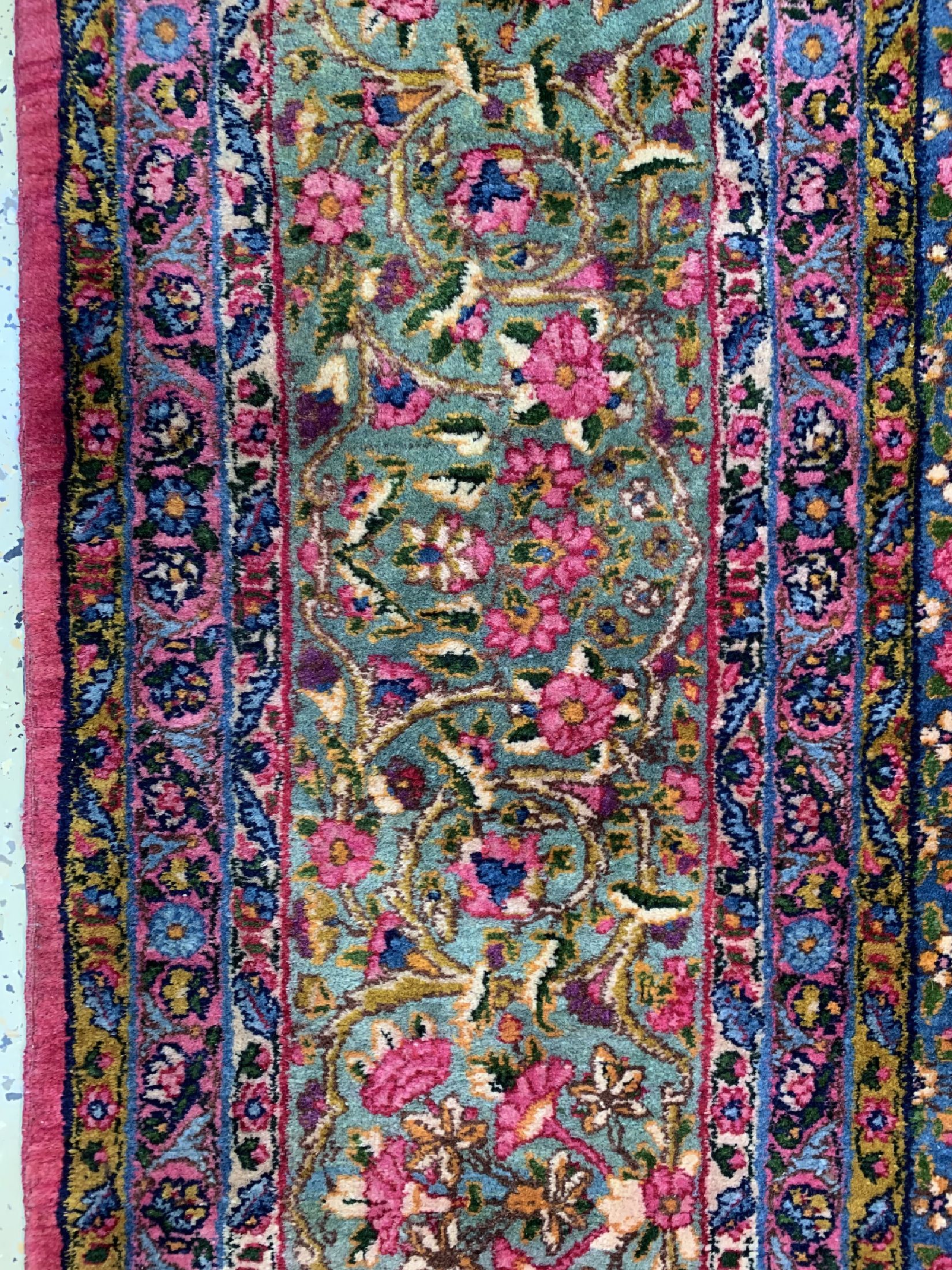 Detail d: Antiker Kerman Lawar, Persien, um 1910, Korkwolle auf Baumwolle, ca. 375 x 297 cm, gereinigt, EHZ: 2