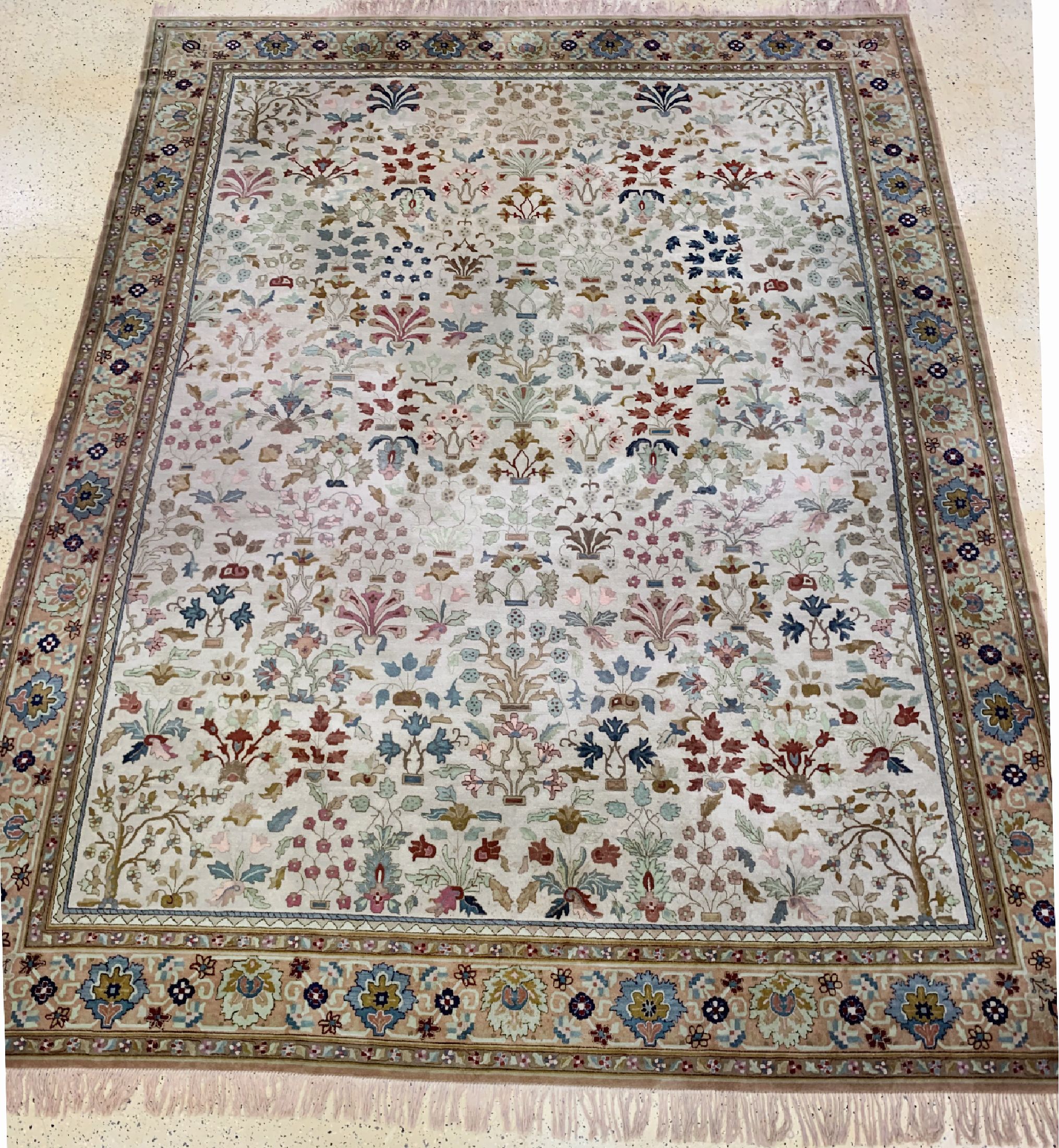 Tetex alt, Europa, um 1940, Wolle auf Baumwolle, ca. 512 x 400 cm, Reinigungsbedürftig, EHZ: 2
