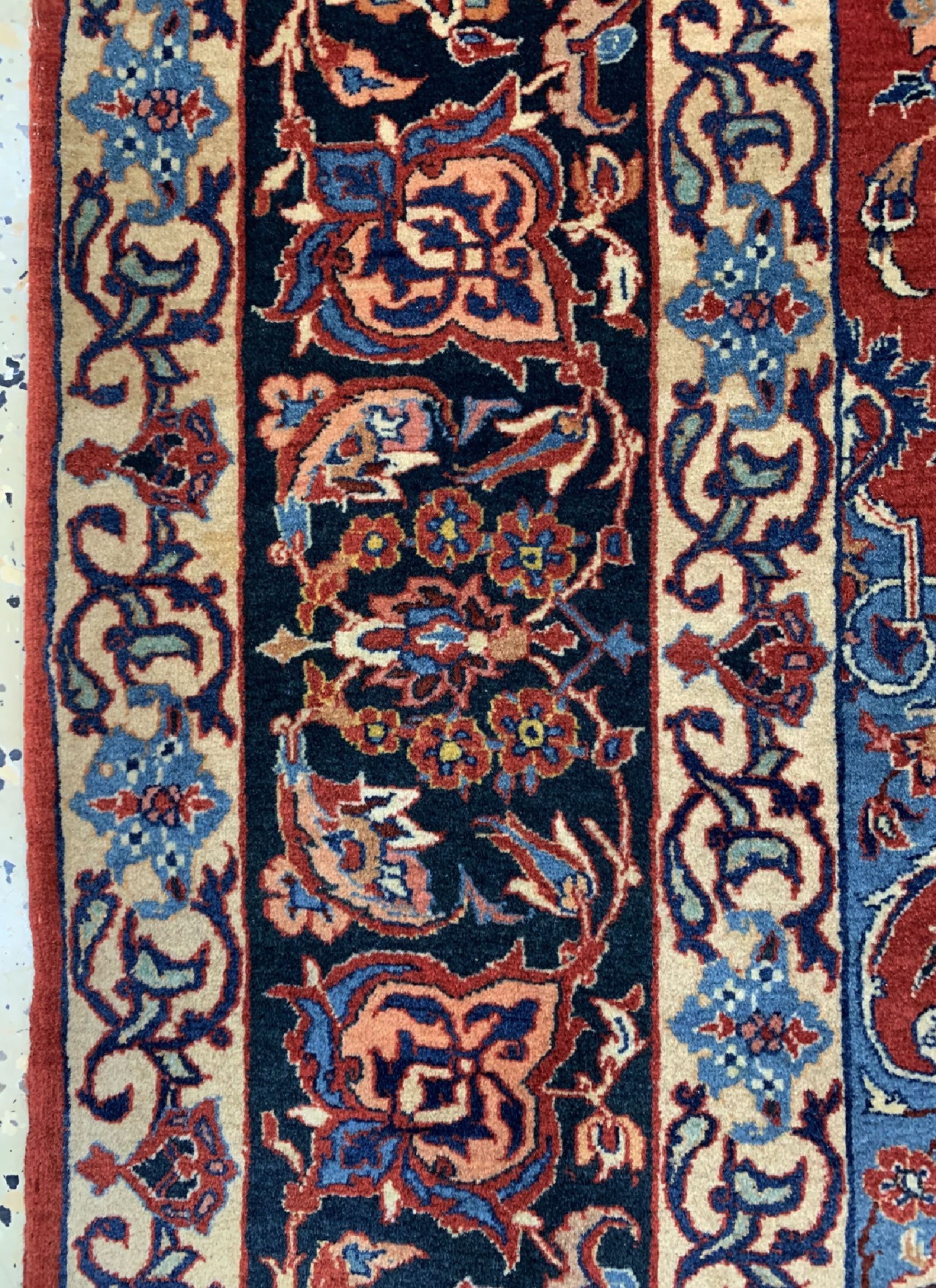 Detail b: Esfahan fein antik, Persien, um 1900, Korkwolle auf Baumwolle, ca. 220 x 144 cm, gereinigt, EHZ: 2