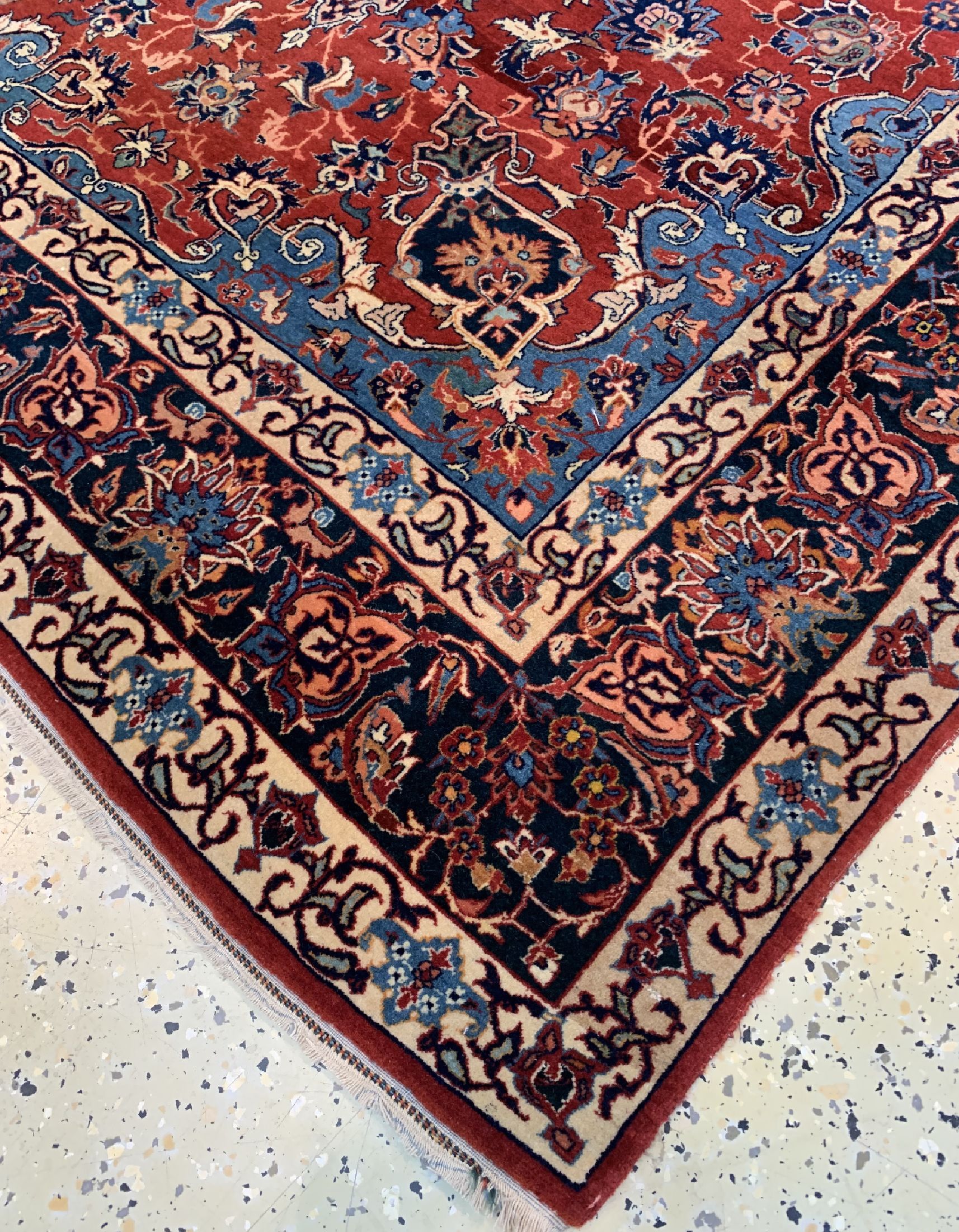 Detail d: Esfahan fein antik, Persien, um 1900, Korkwolle auf Baumwolle, ca. 220 x 144 cm, gereinigt, EHZ: 2