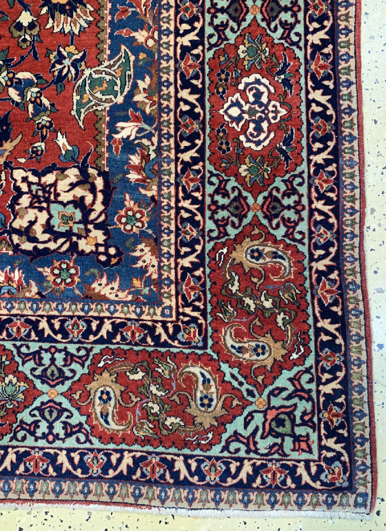 Detail a: Esfahan fein antik, Persien, um 1900, Korkwolle auf Baumwolle, ca. 237 x 153 cm, gereinigt, EHZ: 2-3