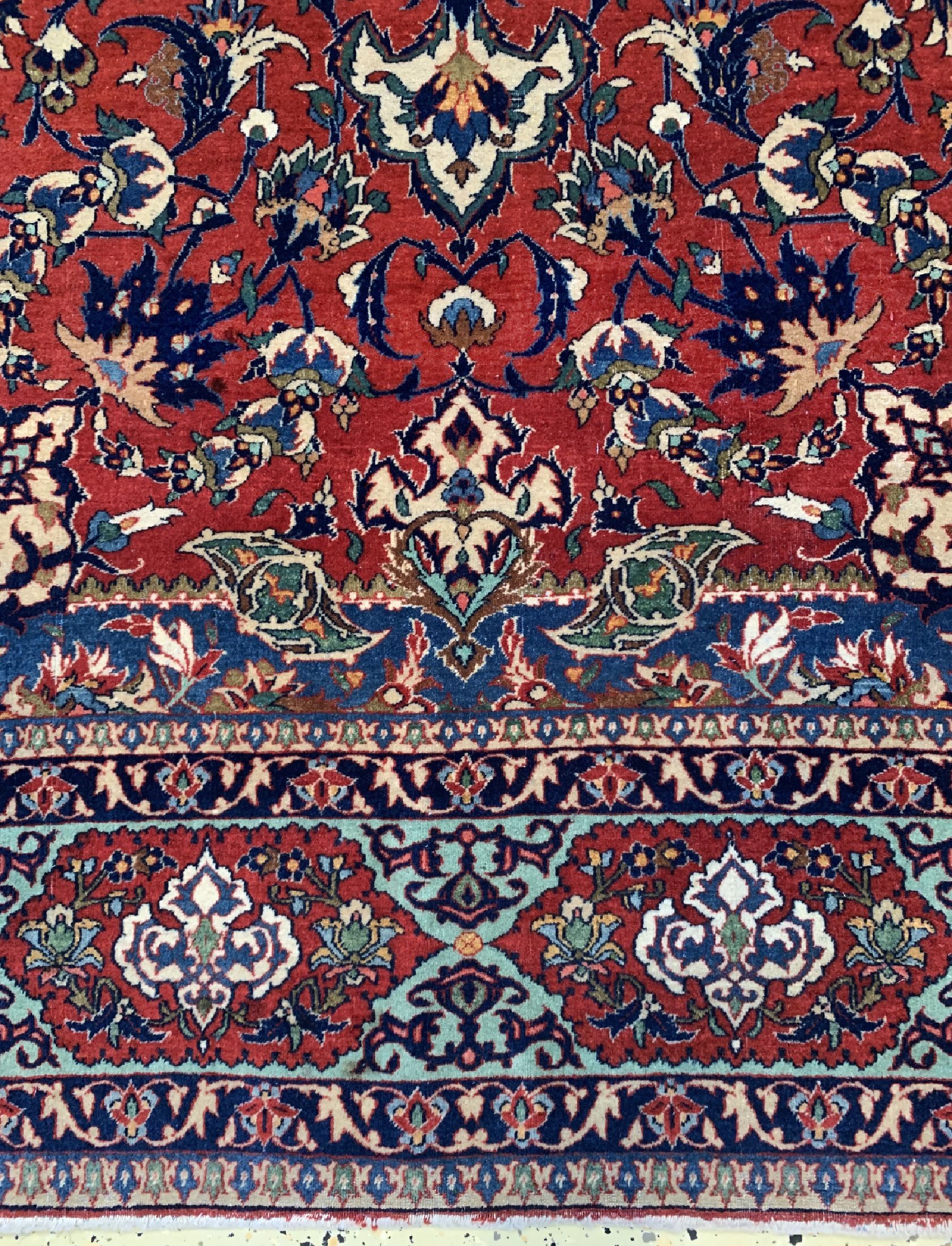 Detail b: Esfahan fein antik, Persien, um 1900, Korkwolle auf Baumwolle, ca. 237 x 153 cm, gereinigt, EHZ: 2-3