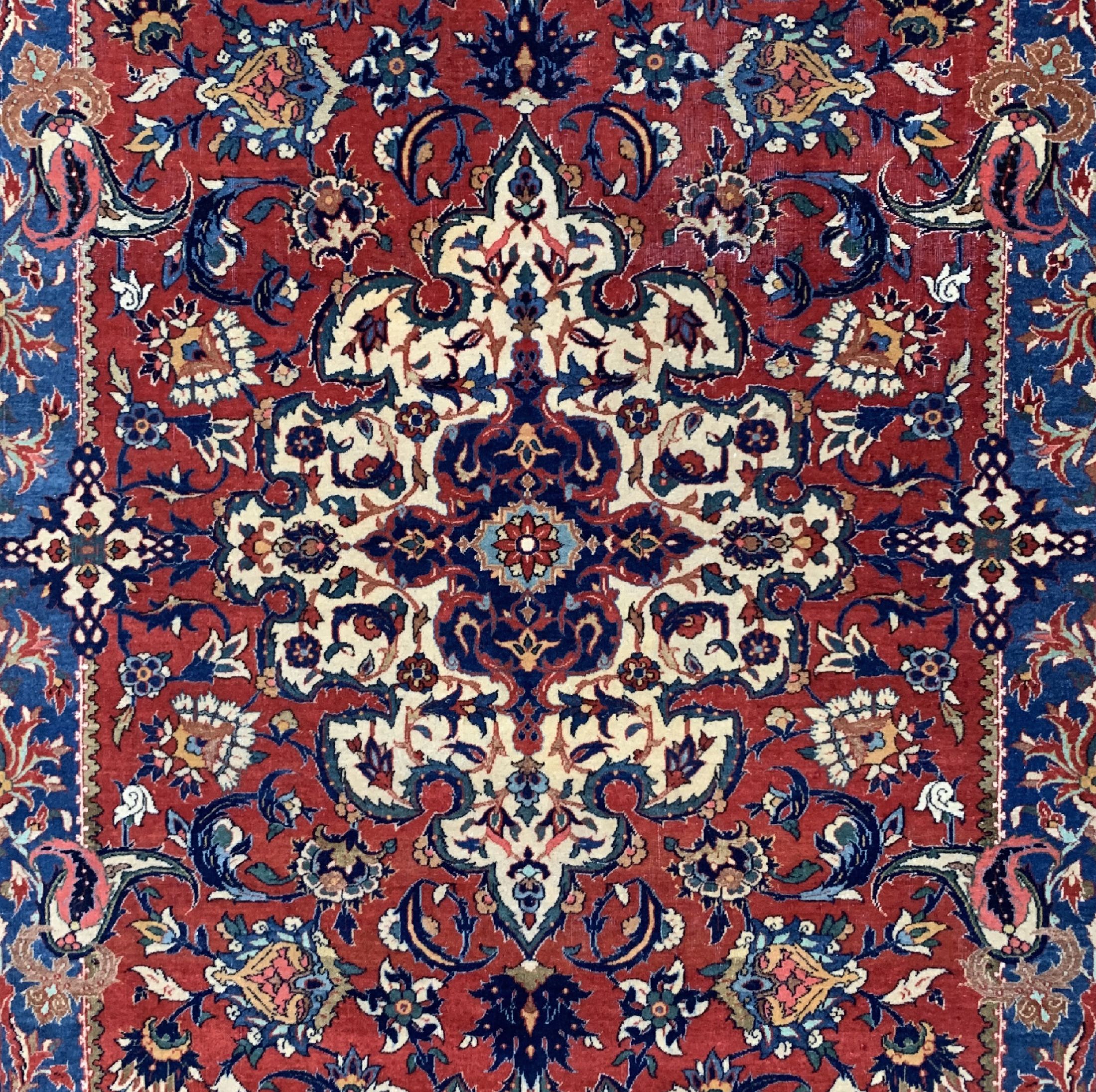 Detail c: Esfahan fein antik, Persien, um 1900, Korkwolle auf Baumwolle, ca. 237 x 153 cm, gereinigt, EHZ: 2-3
