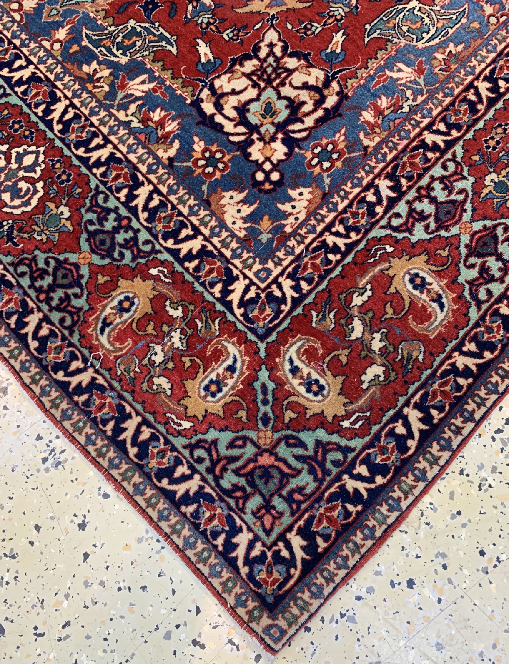 Detail e: Esfahan fein antik, Persien, um 1900, Korkwolle auf Baumwolle, ca. 237 x 153 cm, gereinigt, EHZ: 2-3
