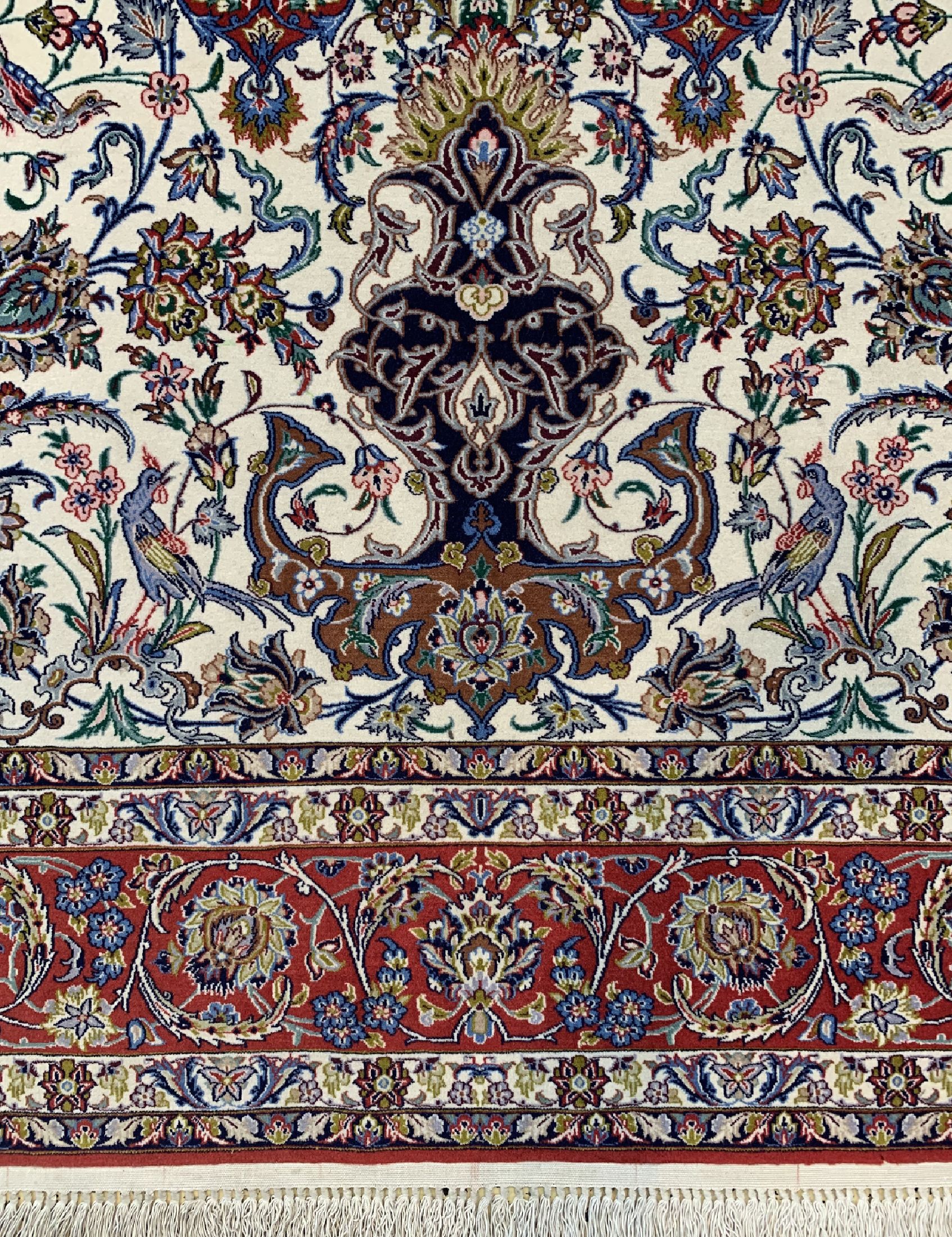 Detail a: Esfahan fein, Persien, um 1950, Korkwolle auf Seide, ca. 233 x 155 cm, ca. 1,0 Mio. Kn/qm, EHZ: 2