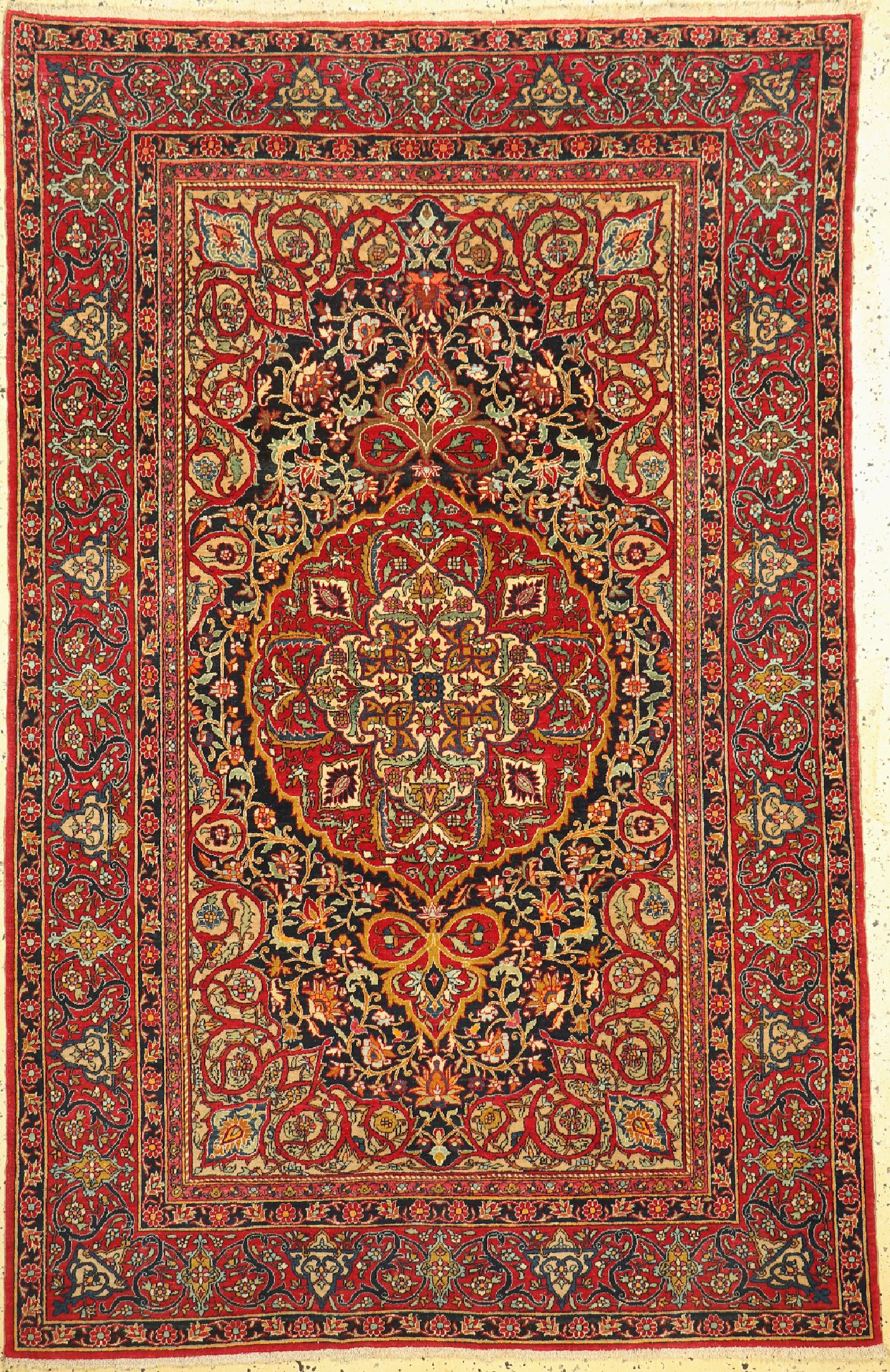 Esfahan fein antik, Persien, um 1900, Wolleauf Baumwolle, ca. 223 x 143 cm, EHZ: 2
