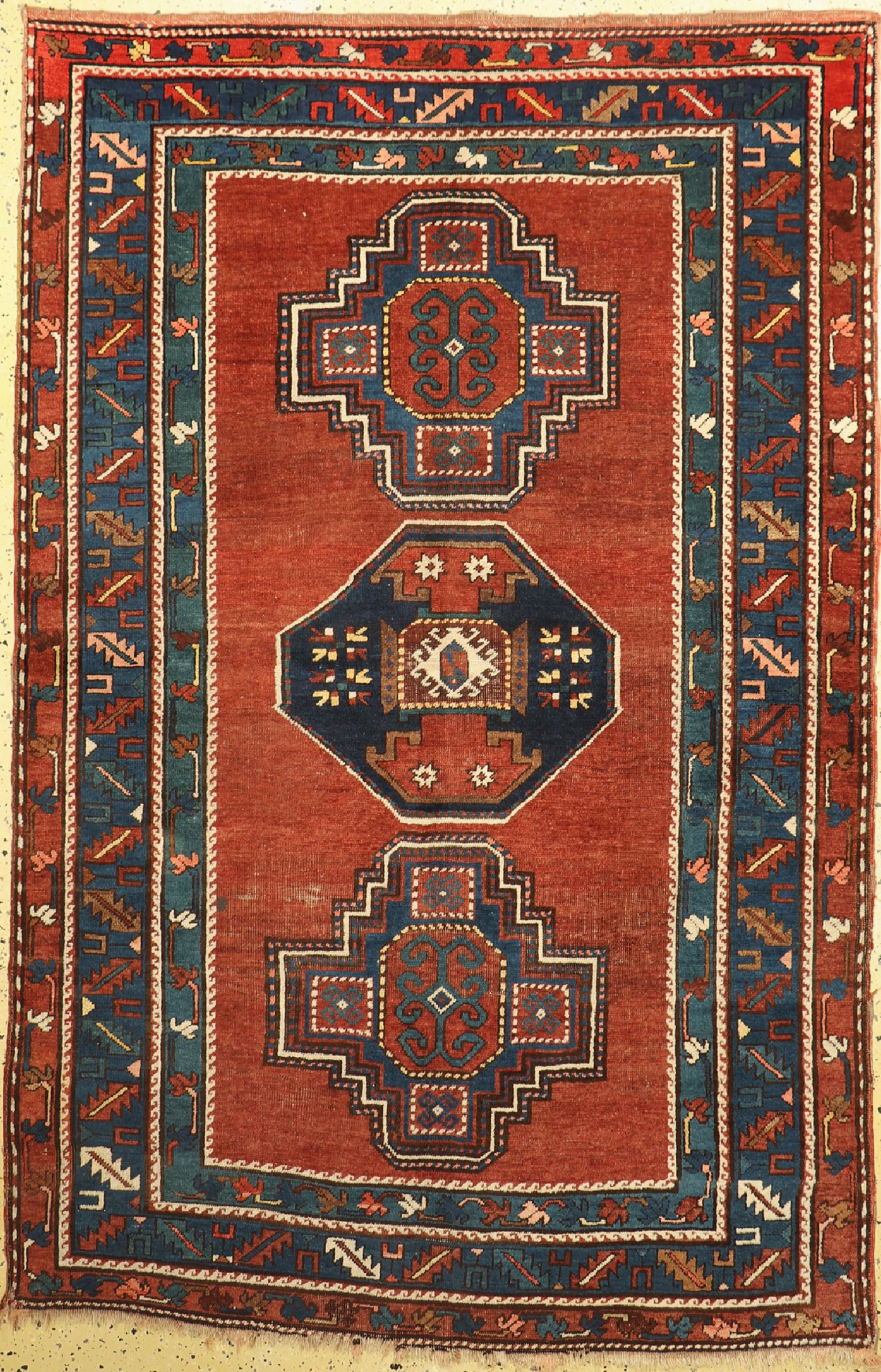 Antiker Kazak, Kaukasus, um 1900, Wolle aufWolle, ca. 233 x 150 cm, EHZ: 3